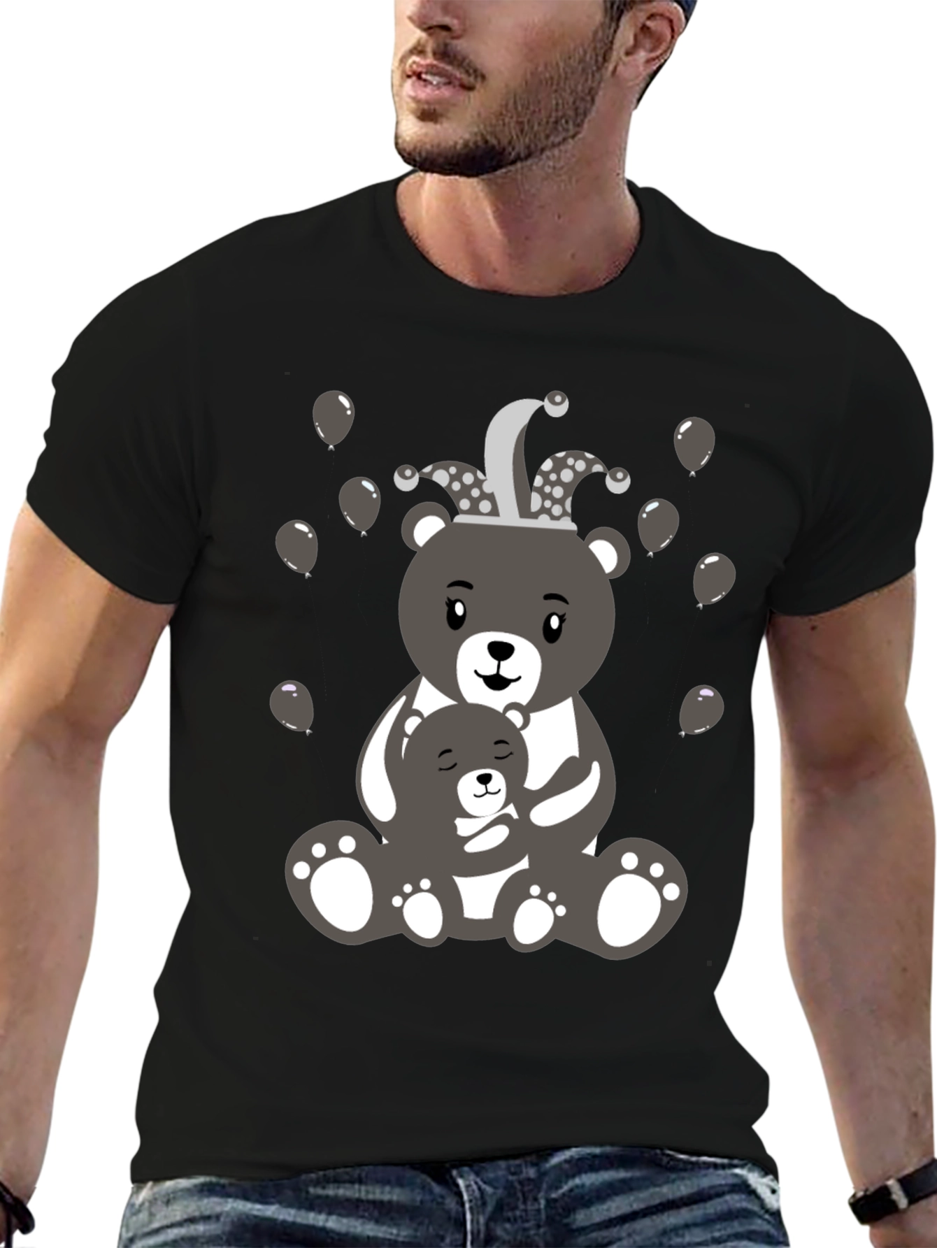 Black Cute Bear Family T-Shirt view 6