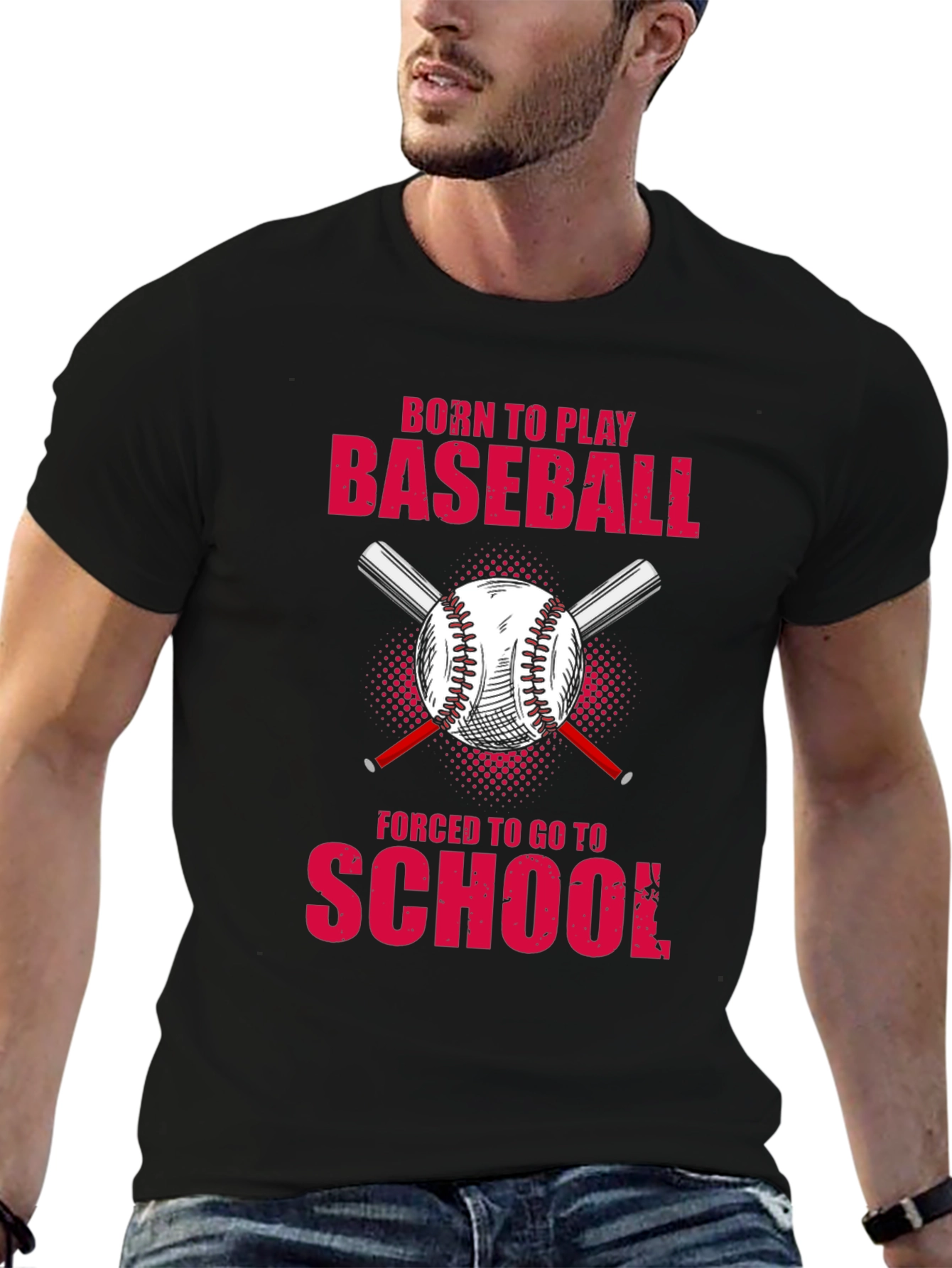 Black Born to Play Baseball T-Shirt view 6