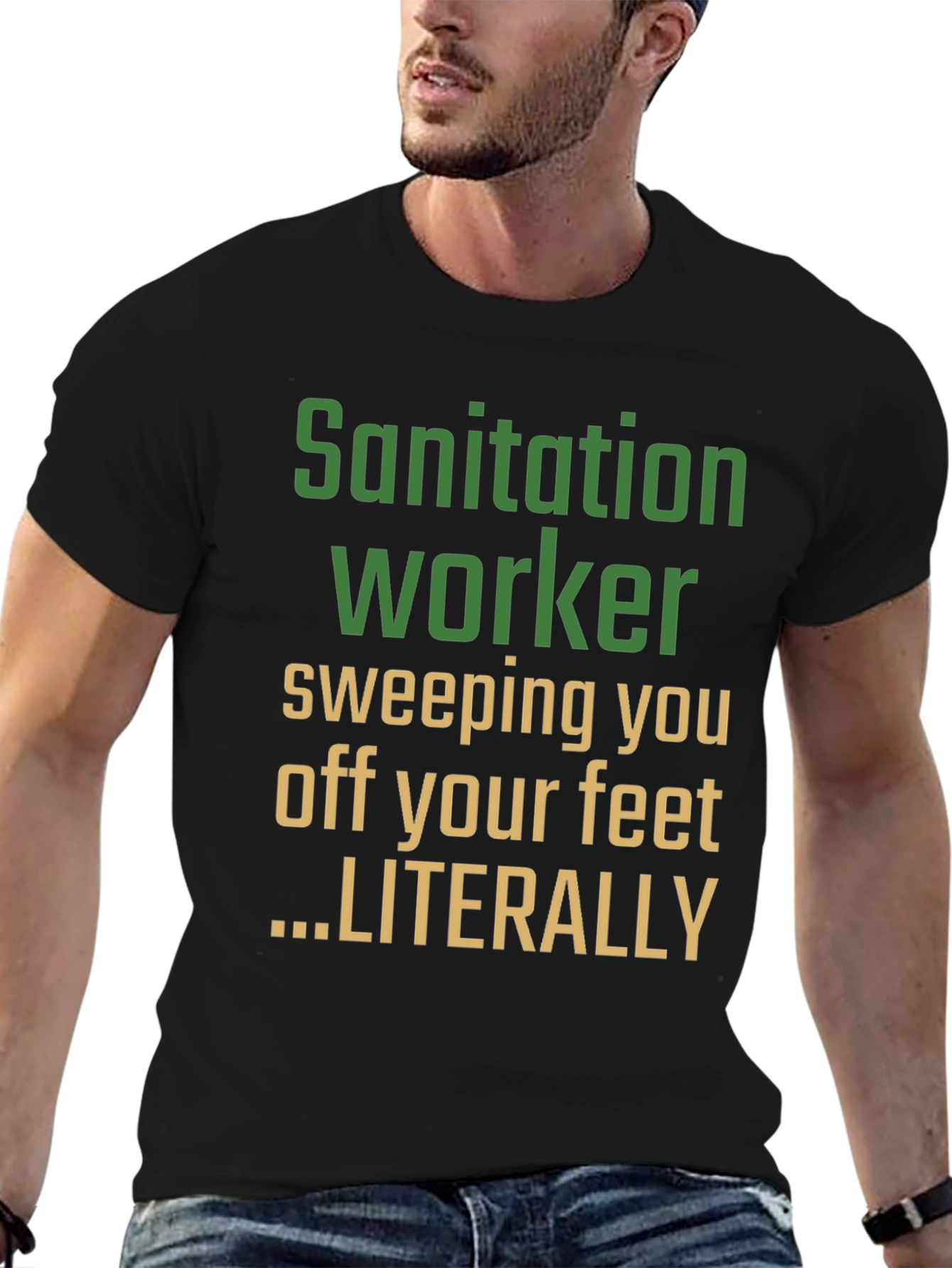 Black Sanitation Worker Novelty Graphic Tee view 6