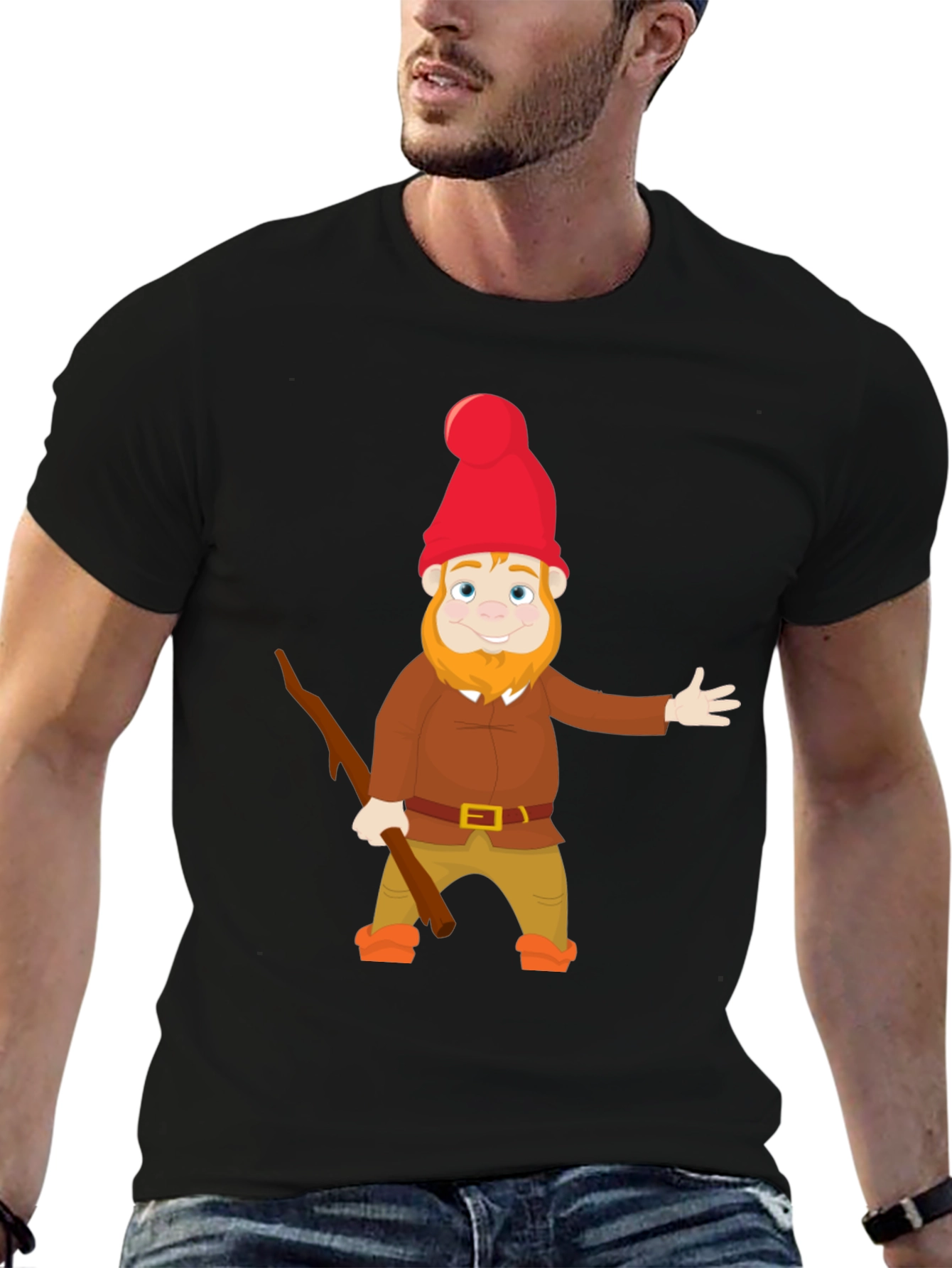 Black Gnome Graphic T-Shirt - Whimsical Cartoon Design view 6