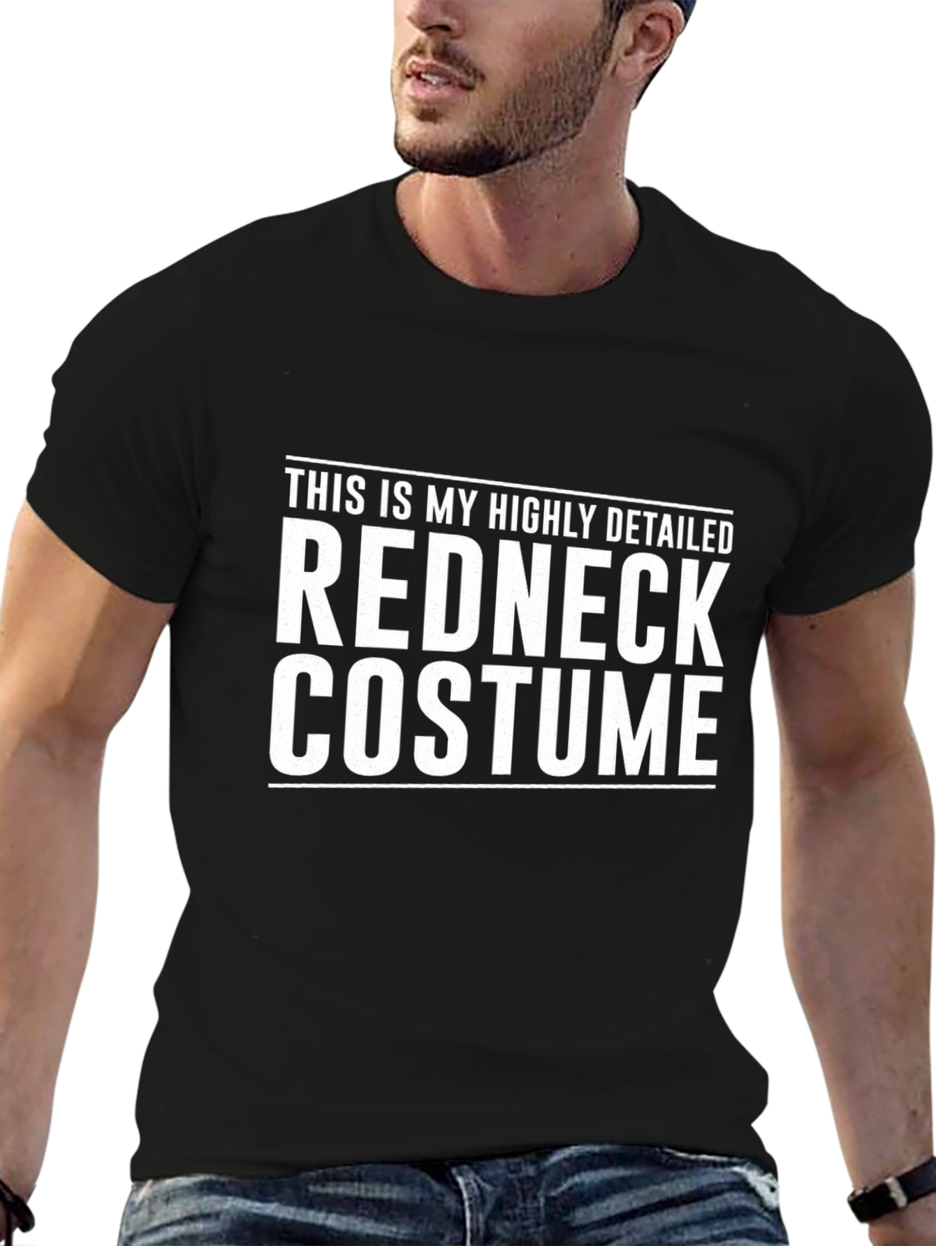 Black Redneck Costume T-Shirt - Funny Sarcastic Tee view 6