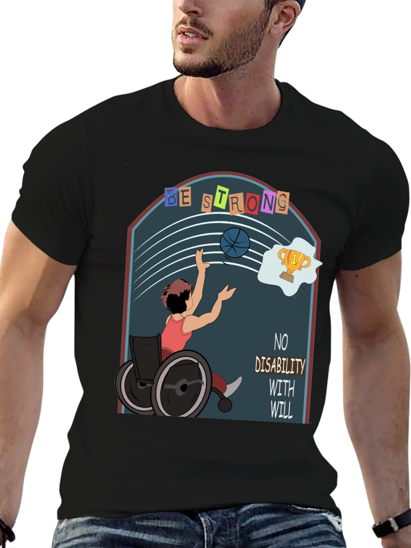 Black Inspirational Disability Awareness T-Shirt view 6