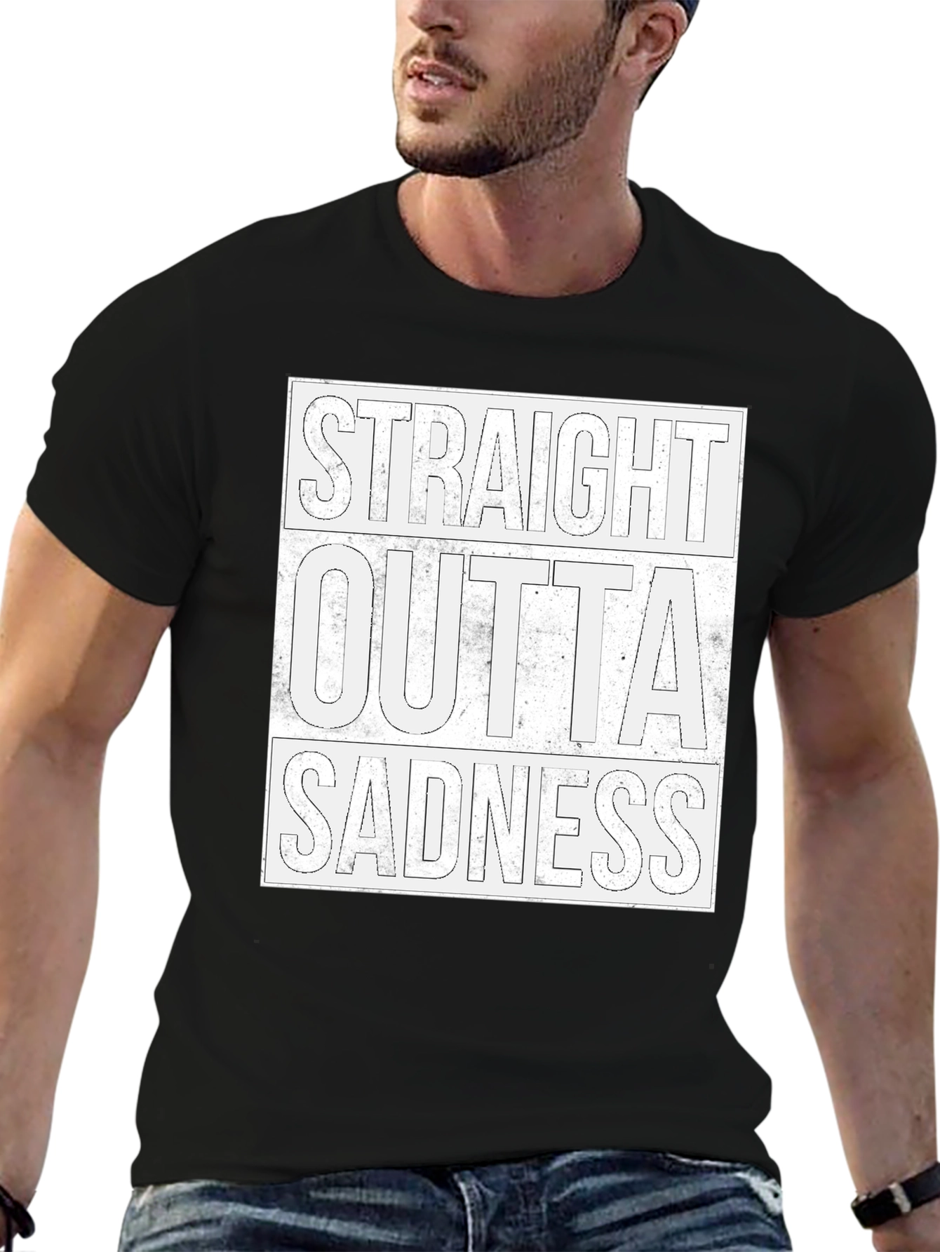 Black Straight Outta Sadness Graphic Tee view 6