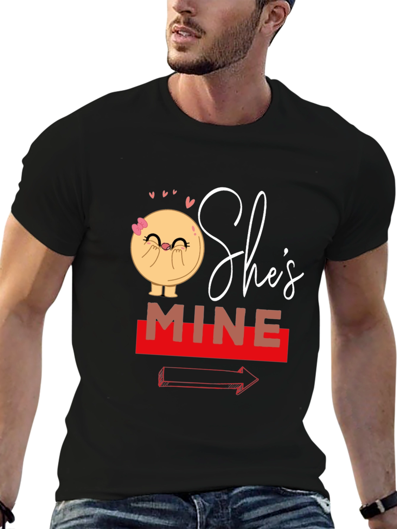 Black She's Mine Matching Couple T-Shirt view 6