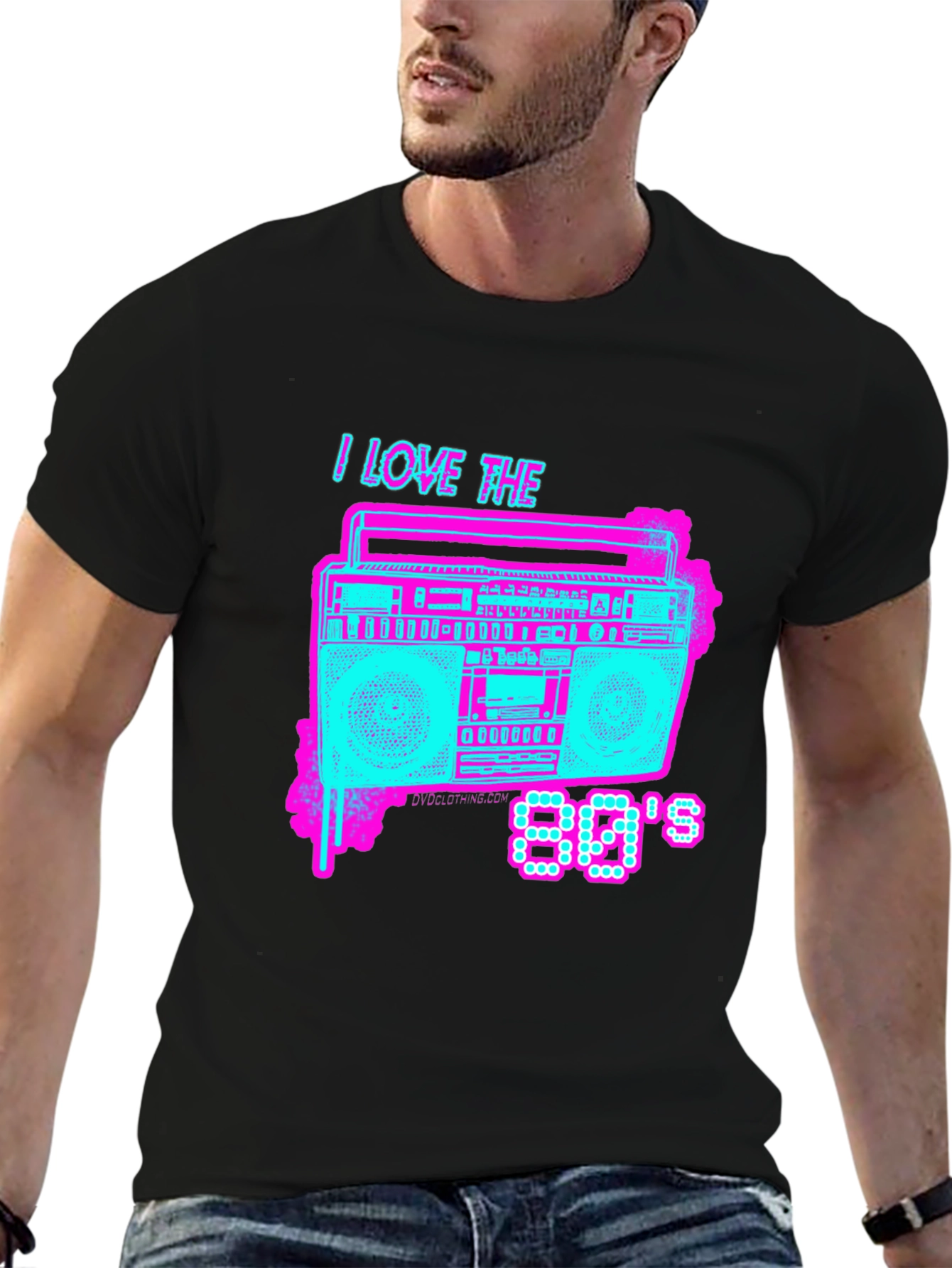 Black I Love the 80's Retro Boombox T-Shirt view 6