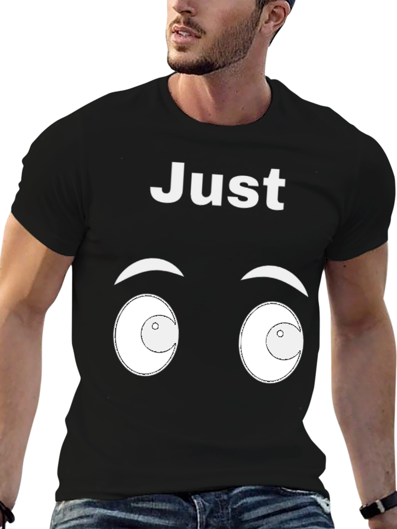 Black Just Looking Men's Graphic Tee - Black view 6