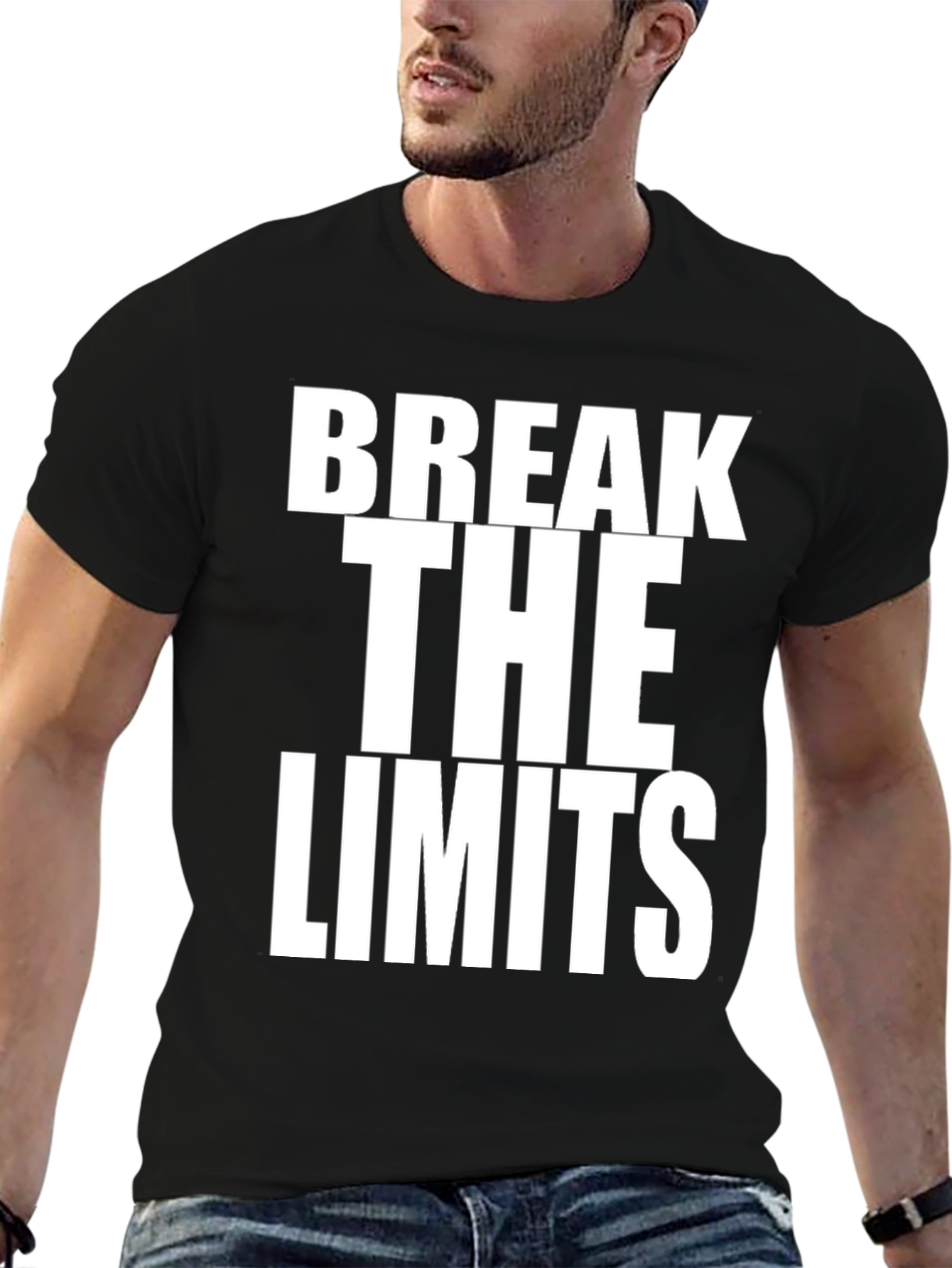 Black Break The Limits Black Graphic Tee Shirt view 6