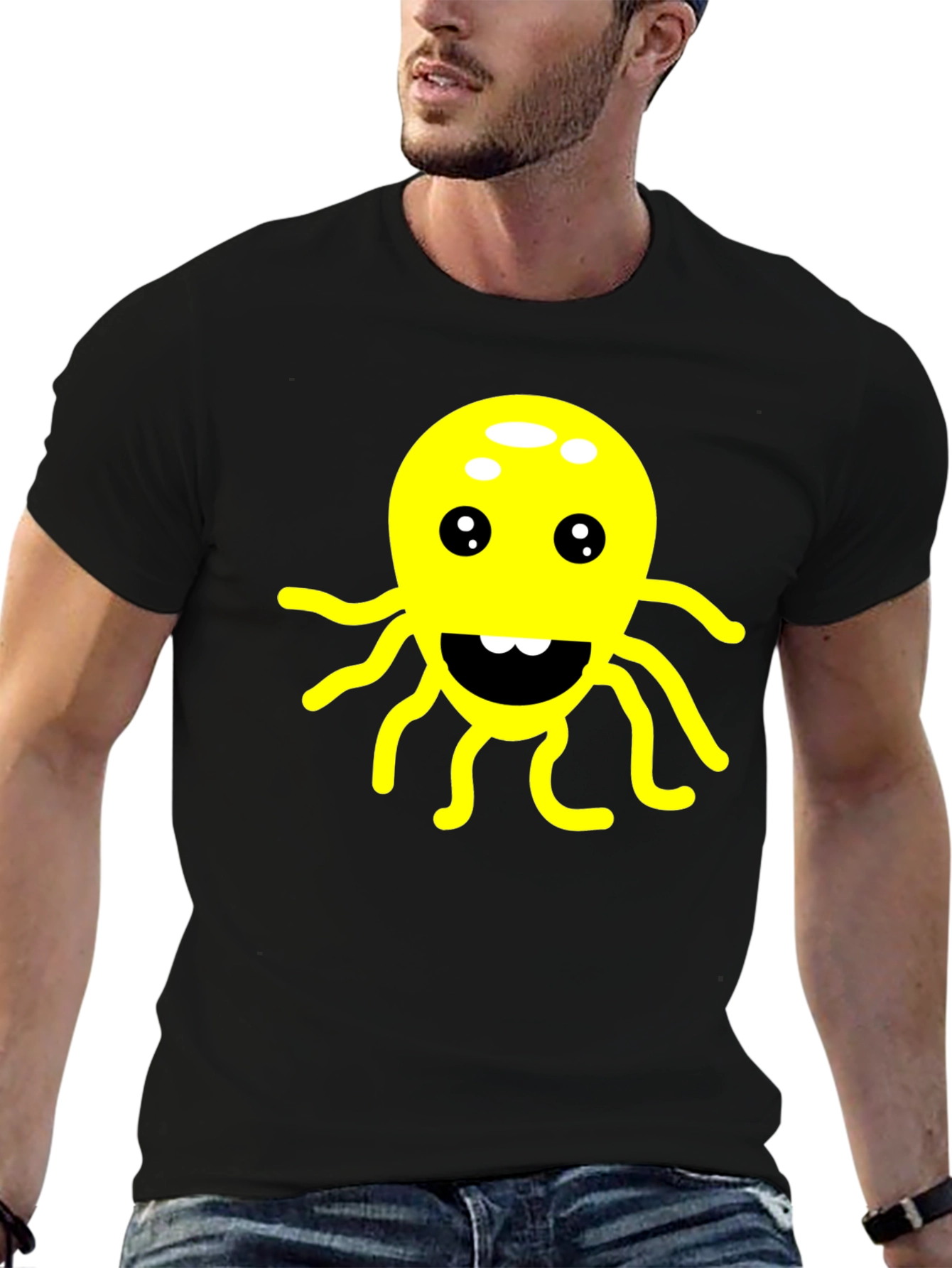 Black Funny Octopus Graphic T-Shirt - Soft Cotton Tee view 6