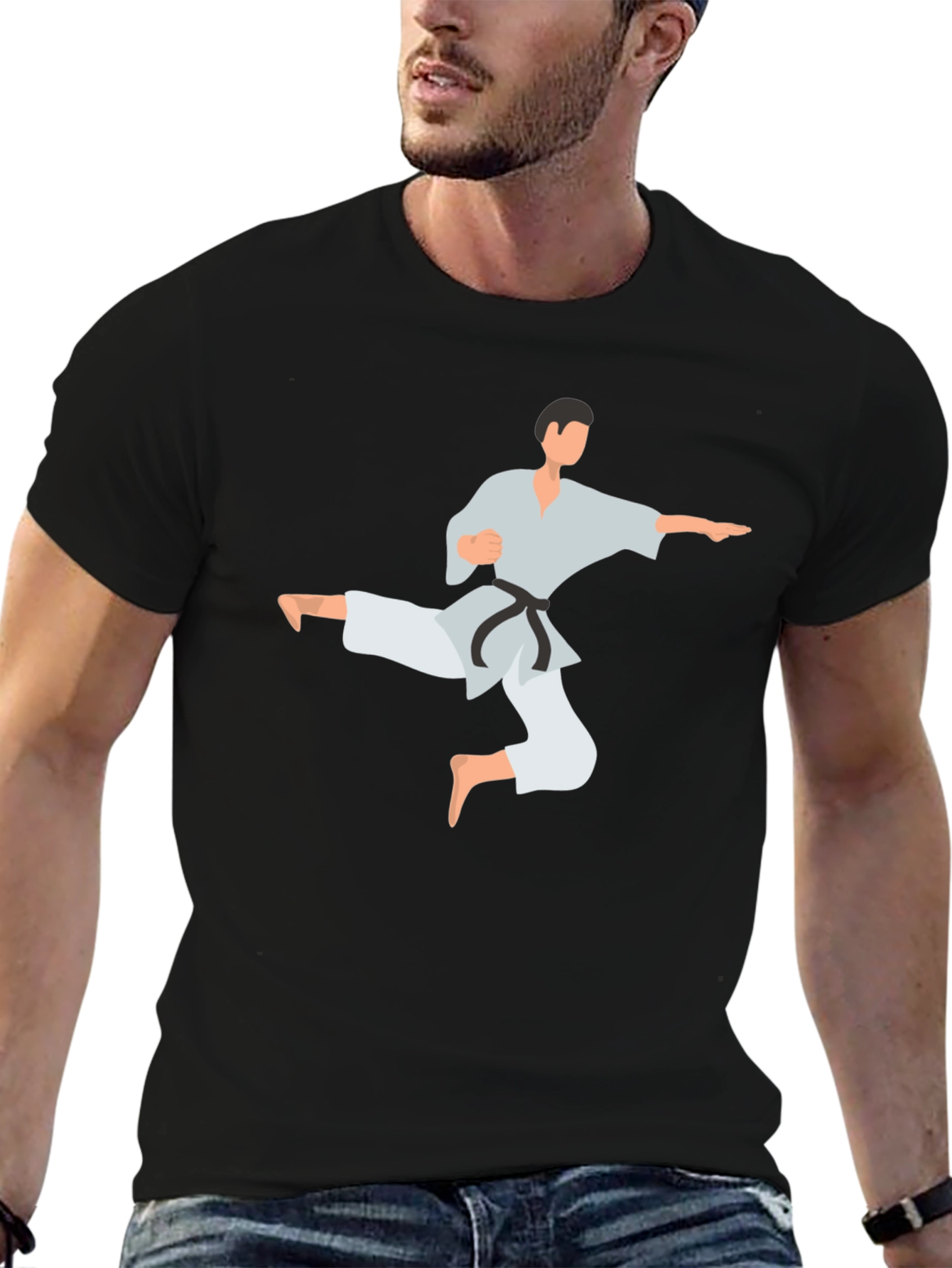 Black Karate Kick Graphic Tee - Black view 6
