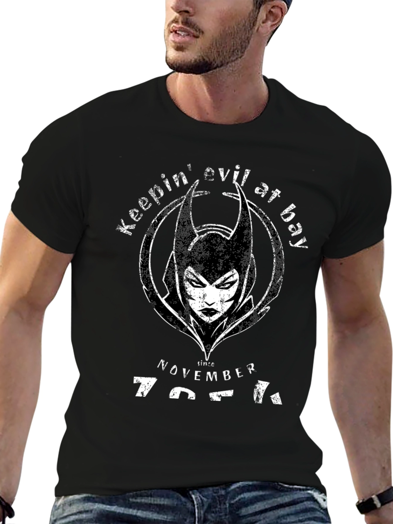 Black Keepin' Evil at Bay Black Graphic Tee view 6
