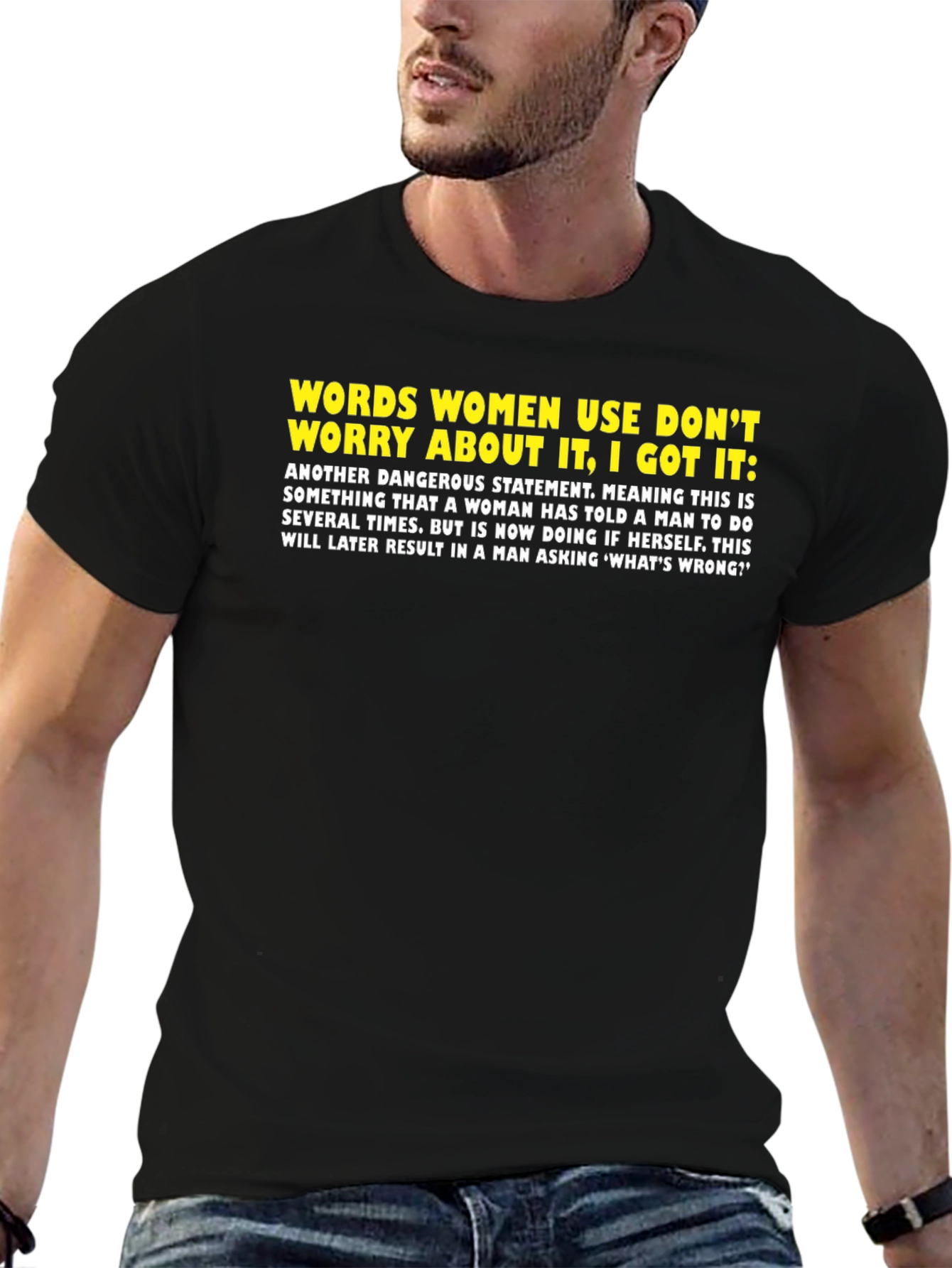 Black Funny Women's Words Men's T-Shirt view 6