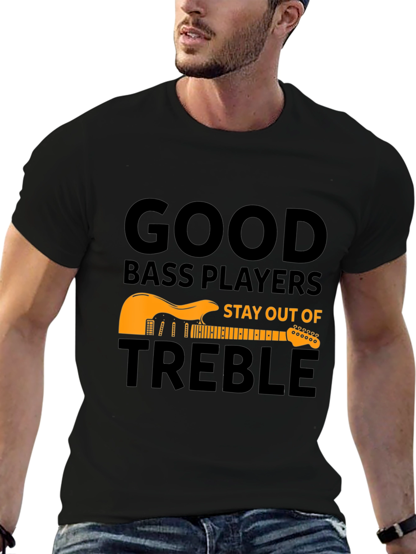 Black Good Bass Players T-Shirt - Stay Out of Treble view 6