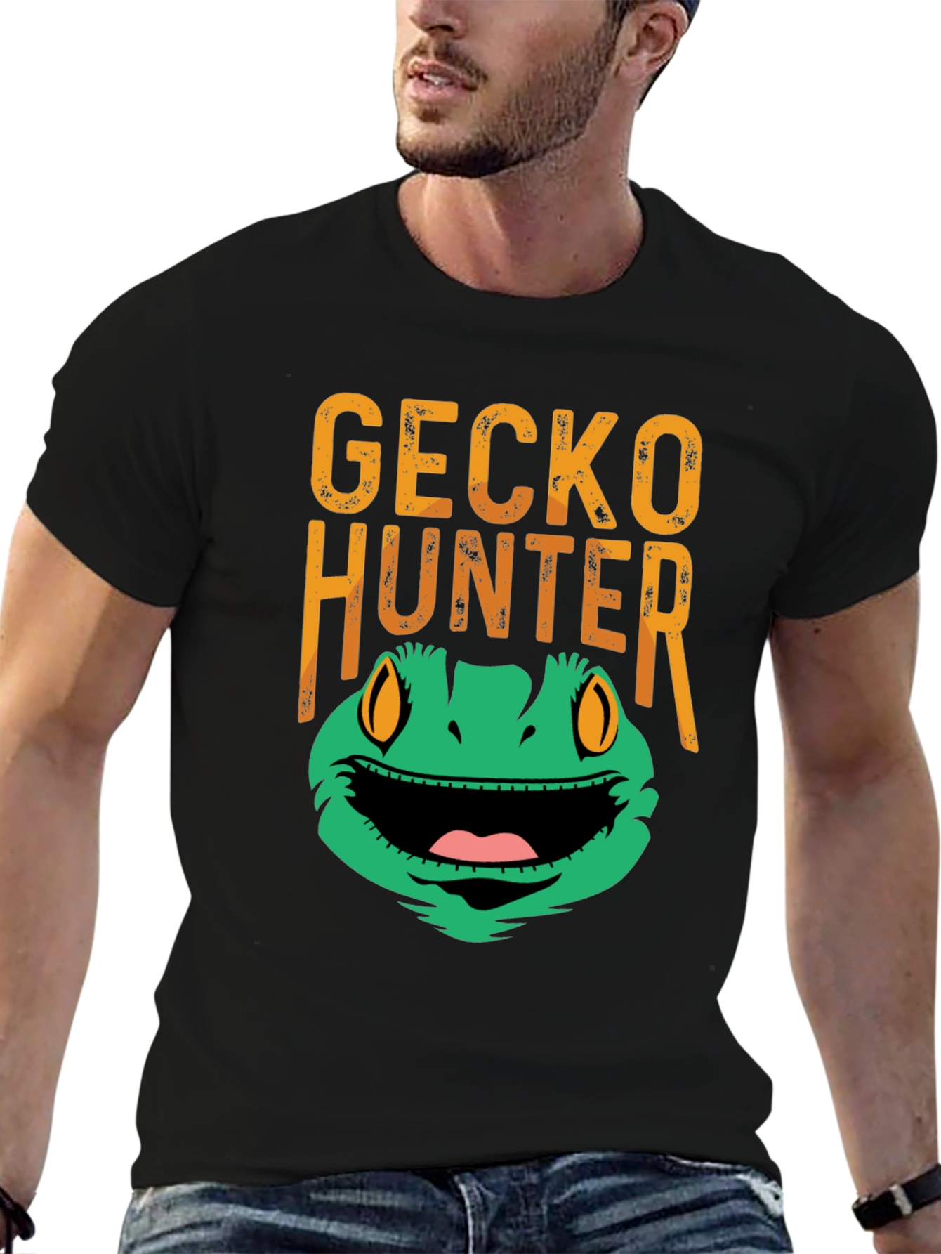 Black Gecko Hunter Funny Graphic Tee view 6
