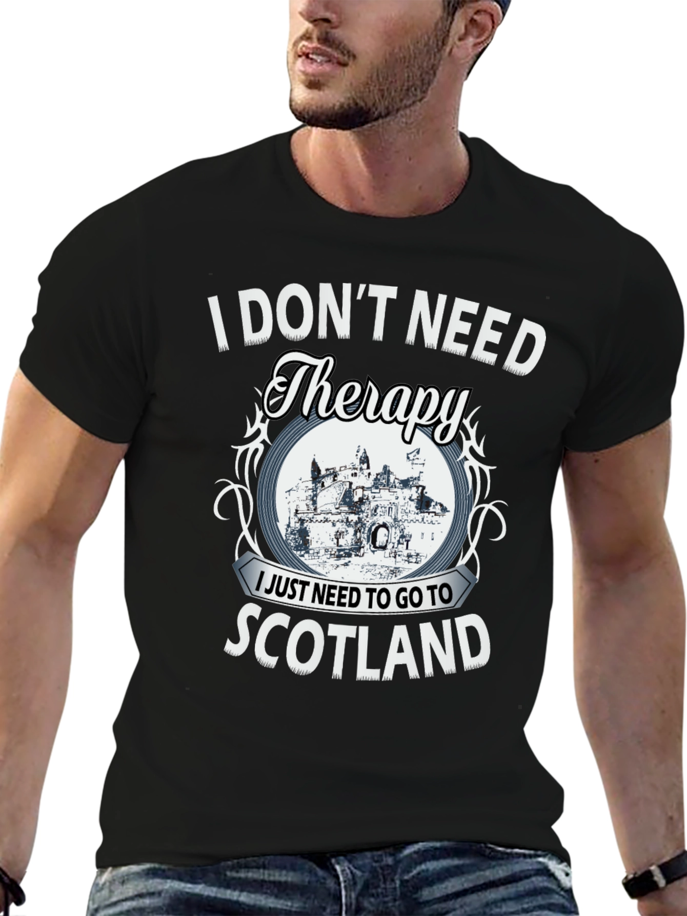 Black Scotland Therapy Graphic T-Shirt view 6