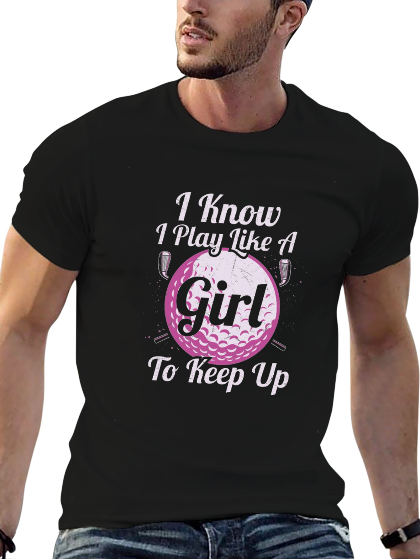 Black I Know I Play Like A Girl Golf T-Shirt view 6