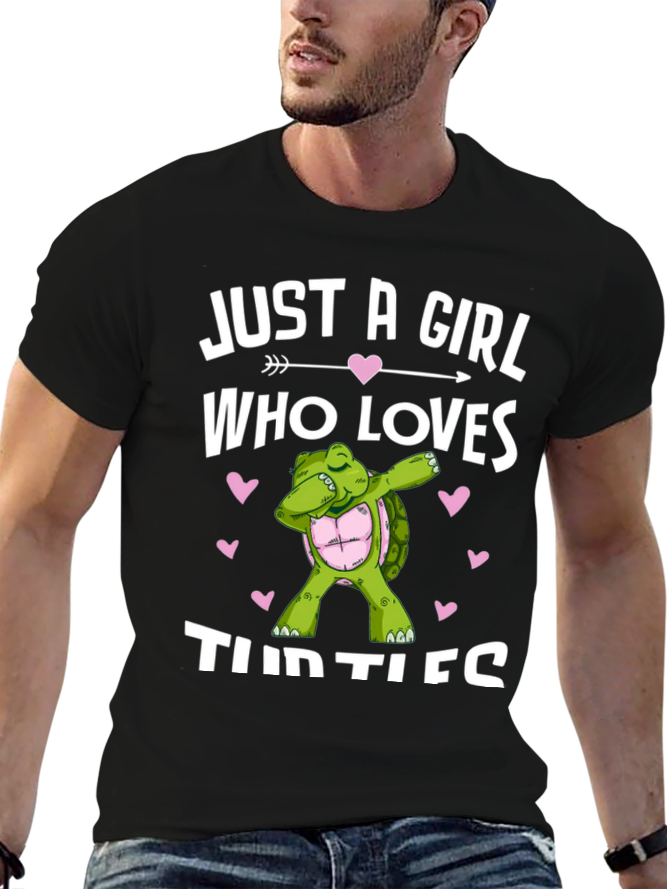 Black Girl Loves Turtles T-Shirt Dab Turtle Black Cotton Tee view 6