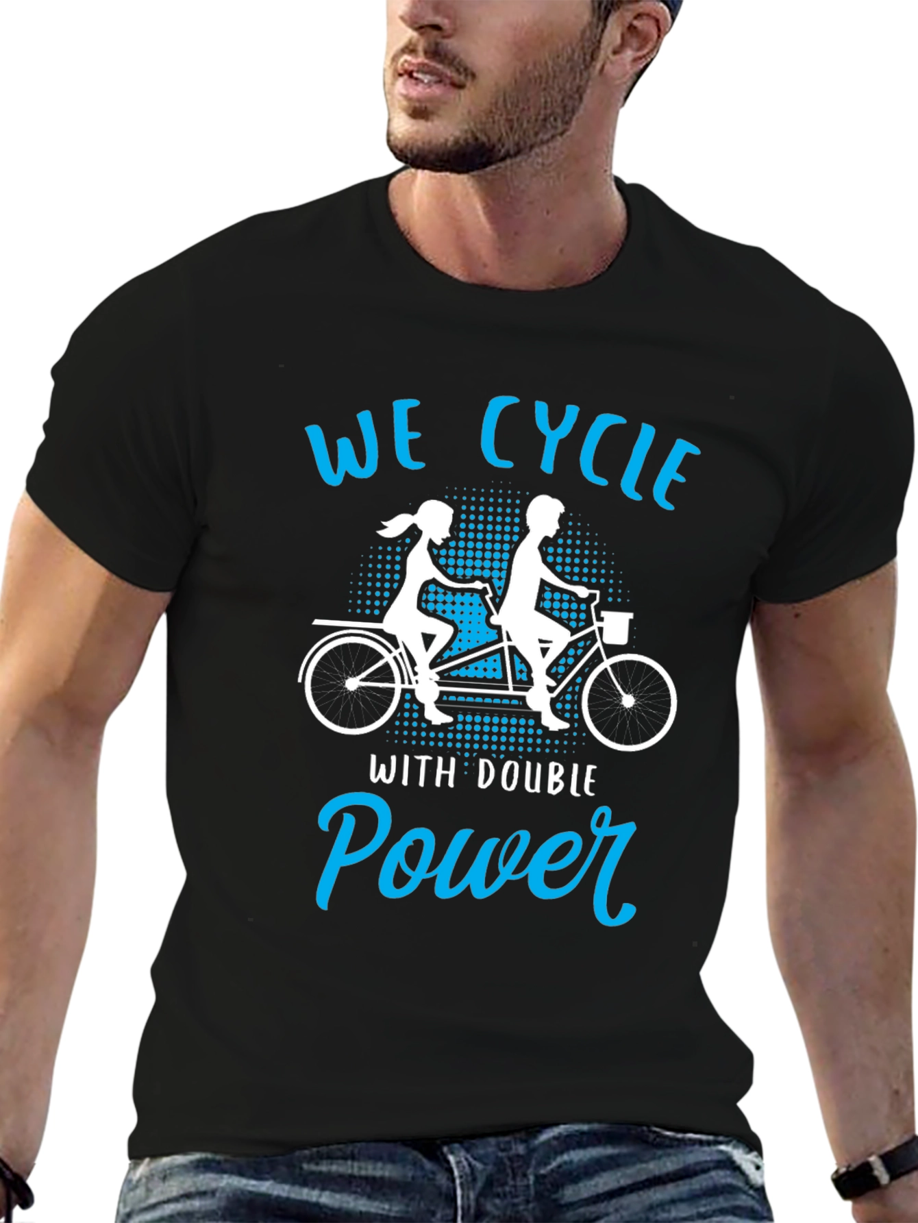 Black We Cycle With Double Power Black T-Shirt view 6