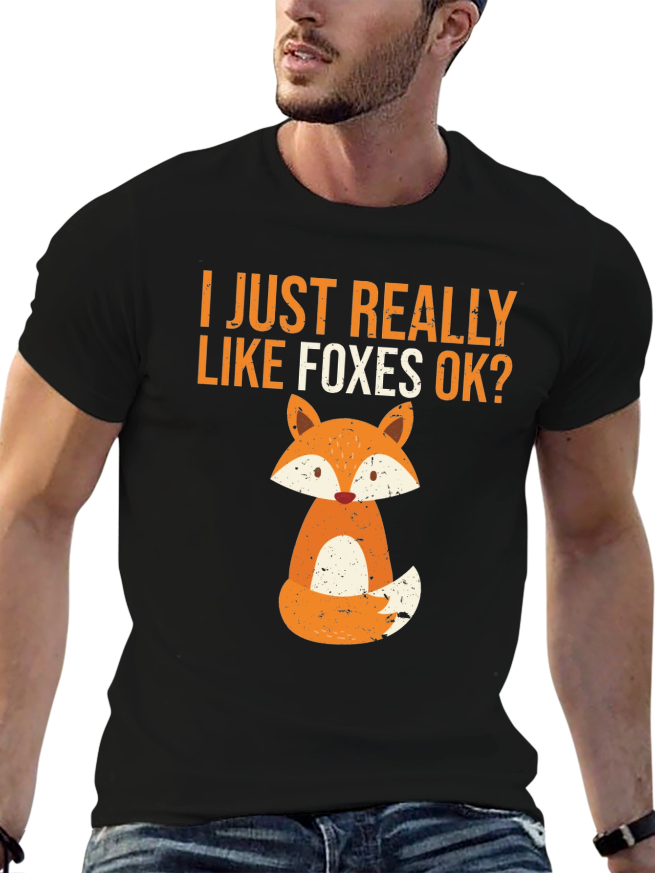 Black I Just Really Like Foxes T-Shirt view 6