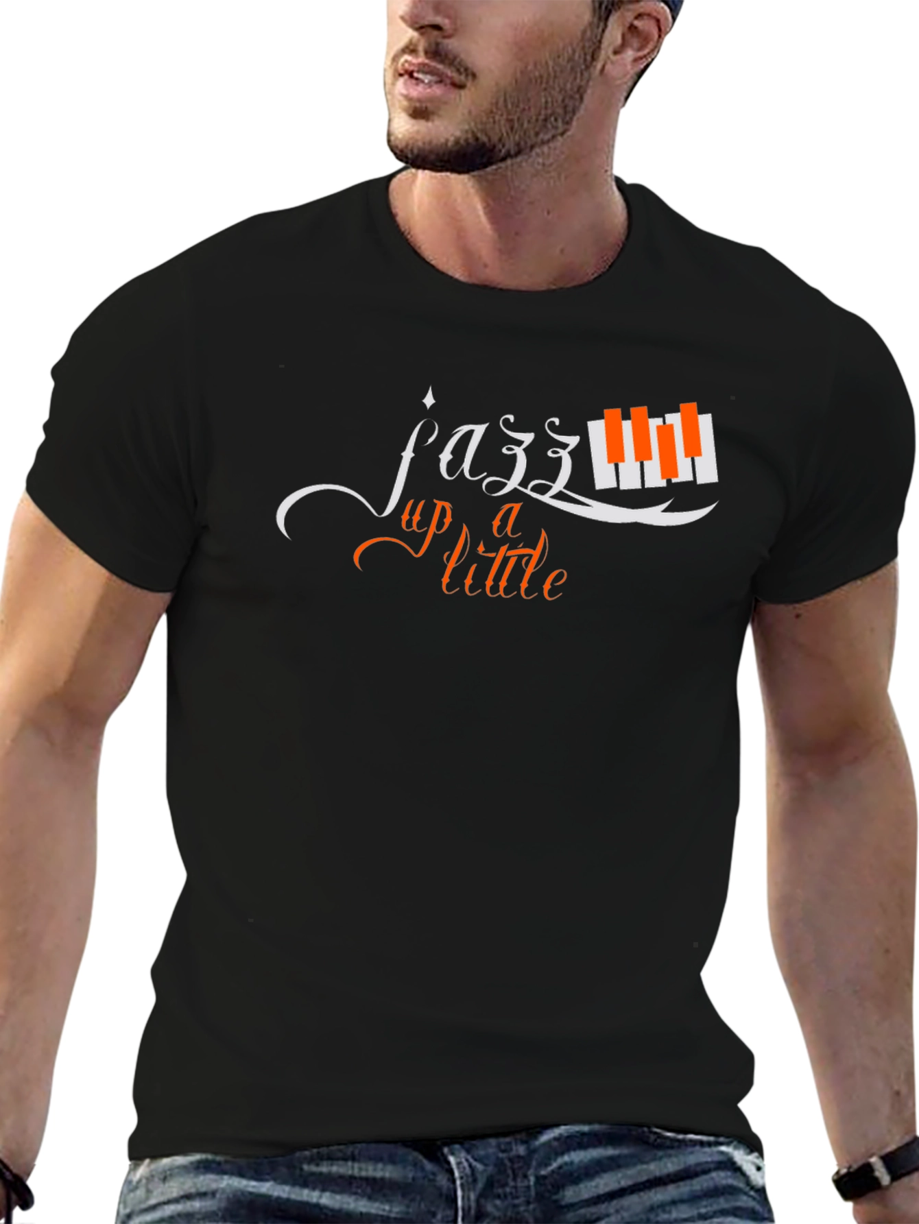 Black Jazz Up a Little Black T-Shirt Music Lover Tee view 6