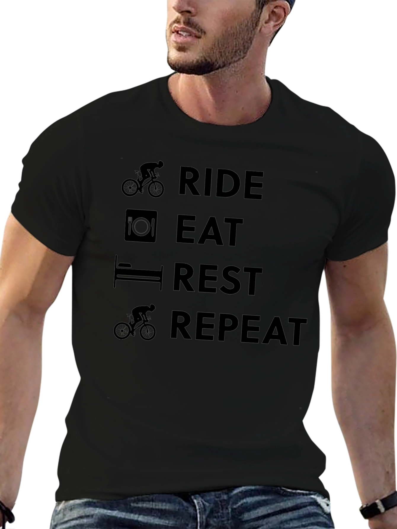 Black Ride Eat Rest Repeat Cycling T-Shirt view 6