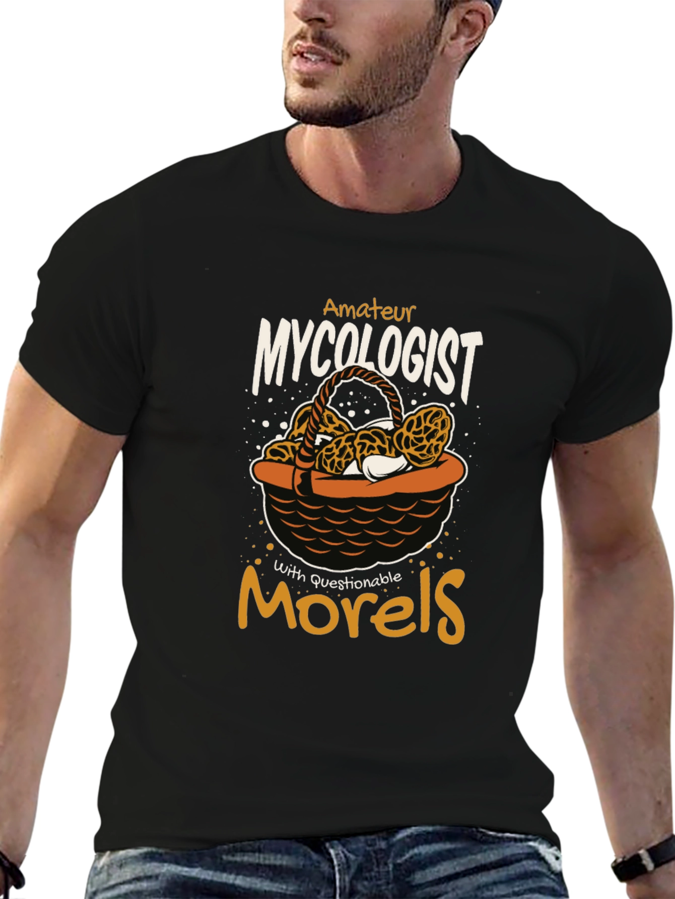 Black Amateur Mycologist Morels T-Shirt view 6