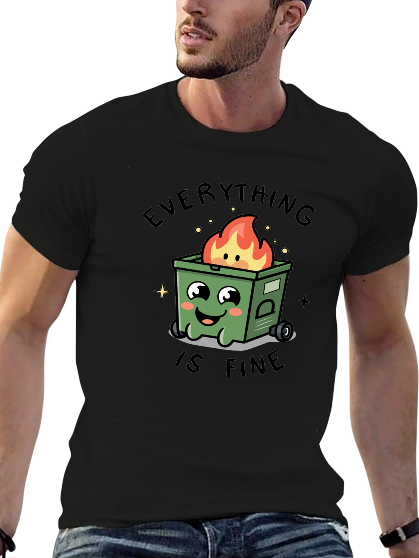 Black Everything Is Fine T-Shirt - Dumpster Fire Graphic Tee view 6