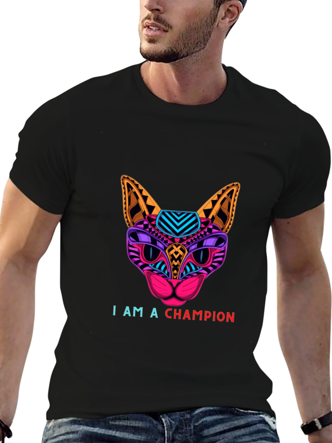 Black Champion Cat Graphic Tee - Stylish Comfort view 6
