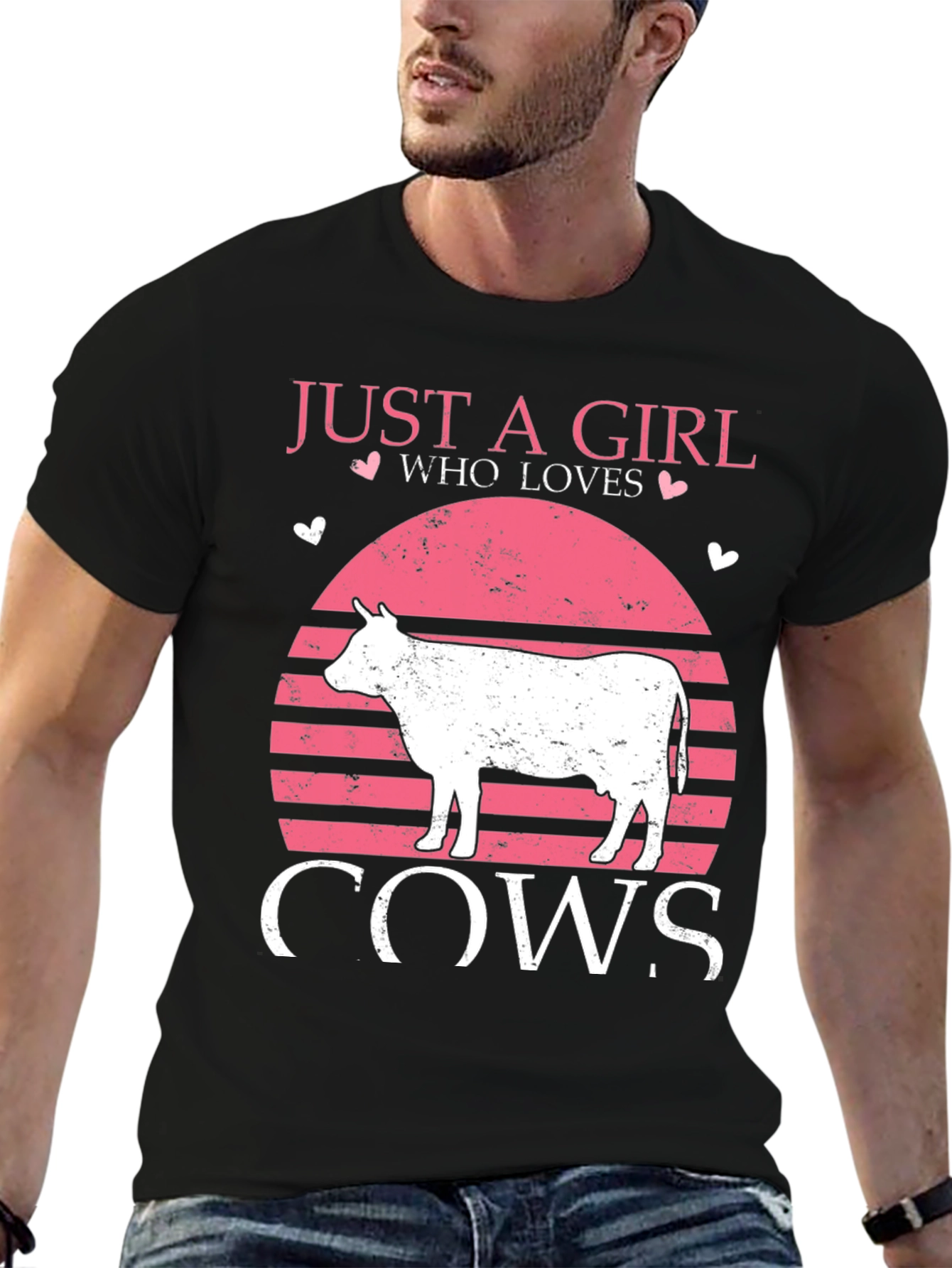 Black Just a Girl Who Loves Cows T-Shirt view 6