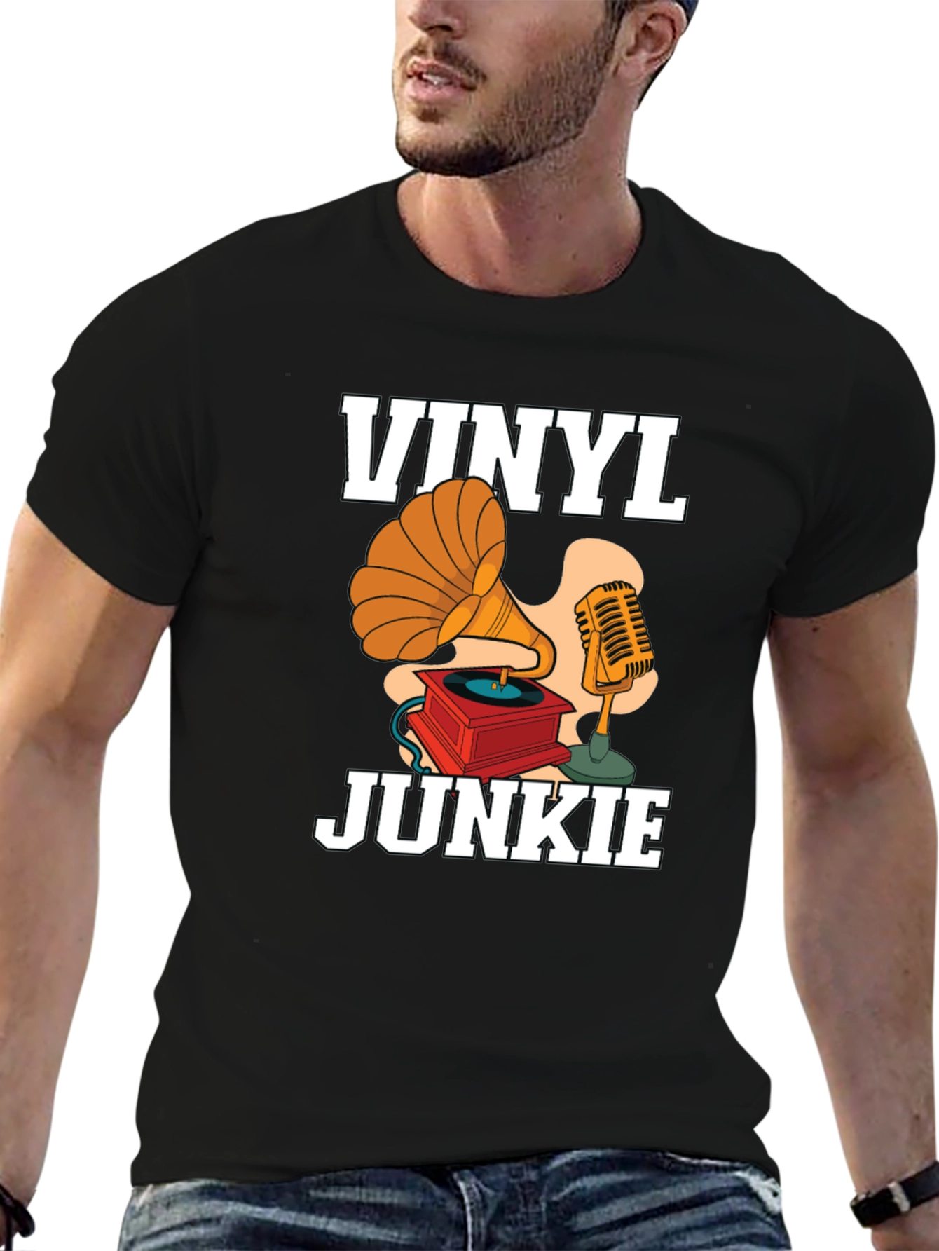 Black Vinyl Junkie Graphic Tee view 6