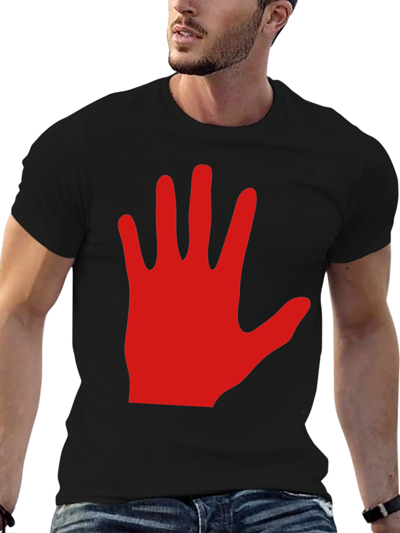 Black Red Hand Graphic Black Tee Shirt view 6