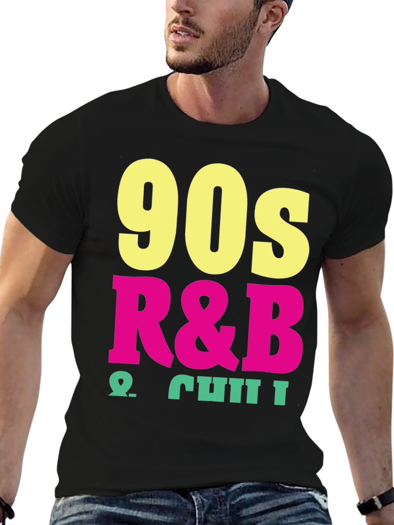 Black 90s R&B & Chill Black T-Shirt view 6