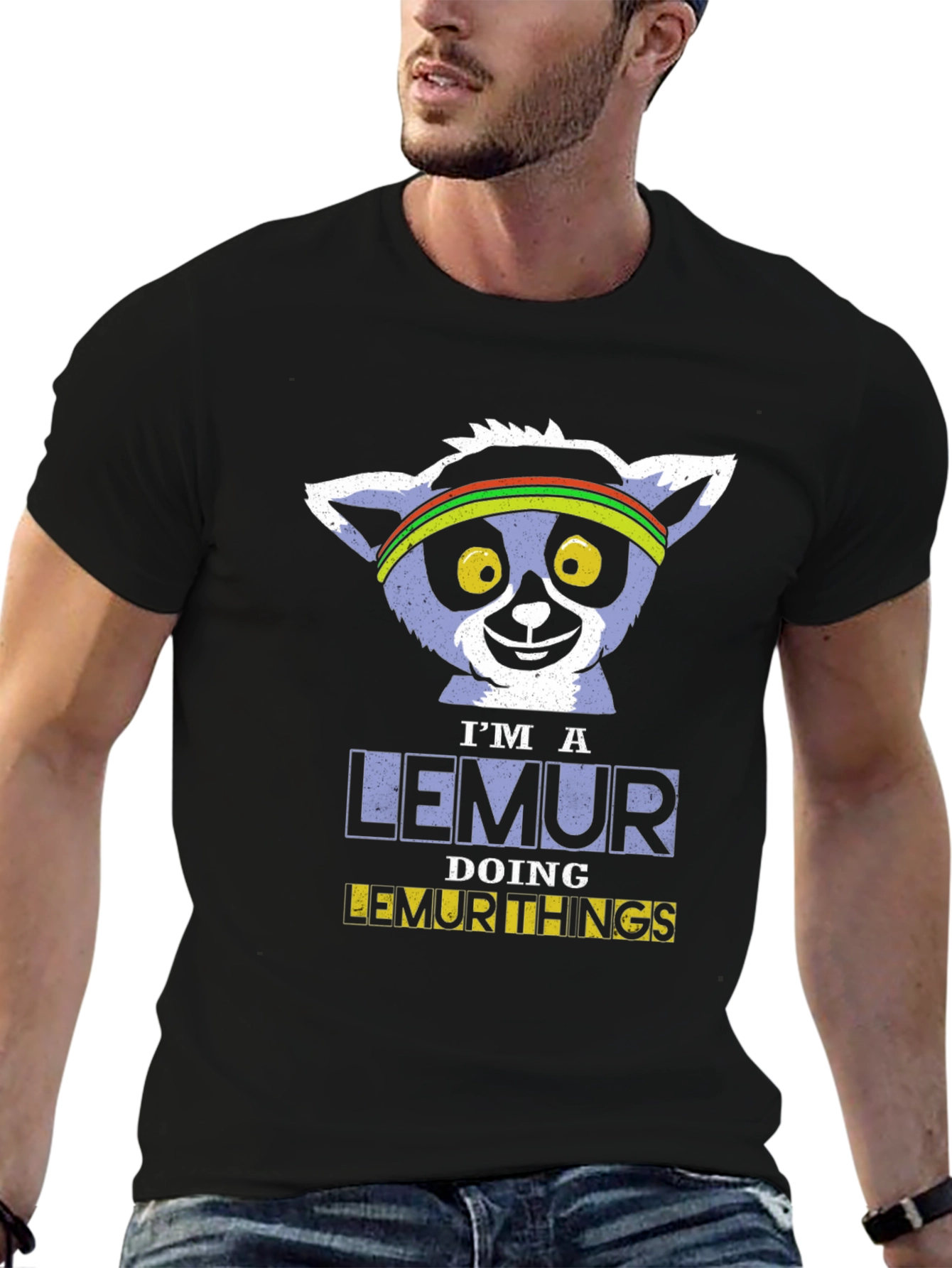 Black I'm A Lemur Doing Lemur Things Black T-Shirt view 6