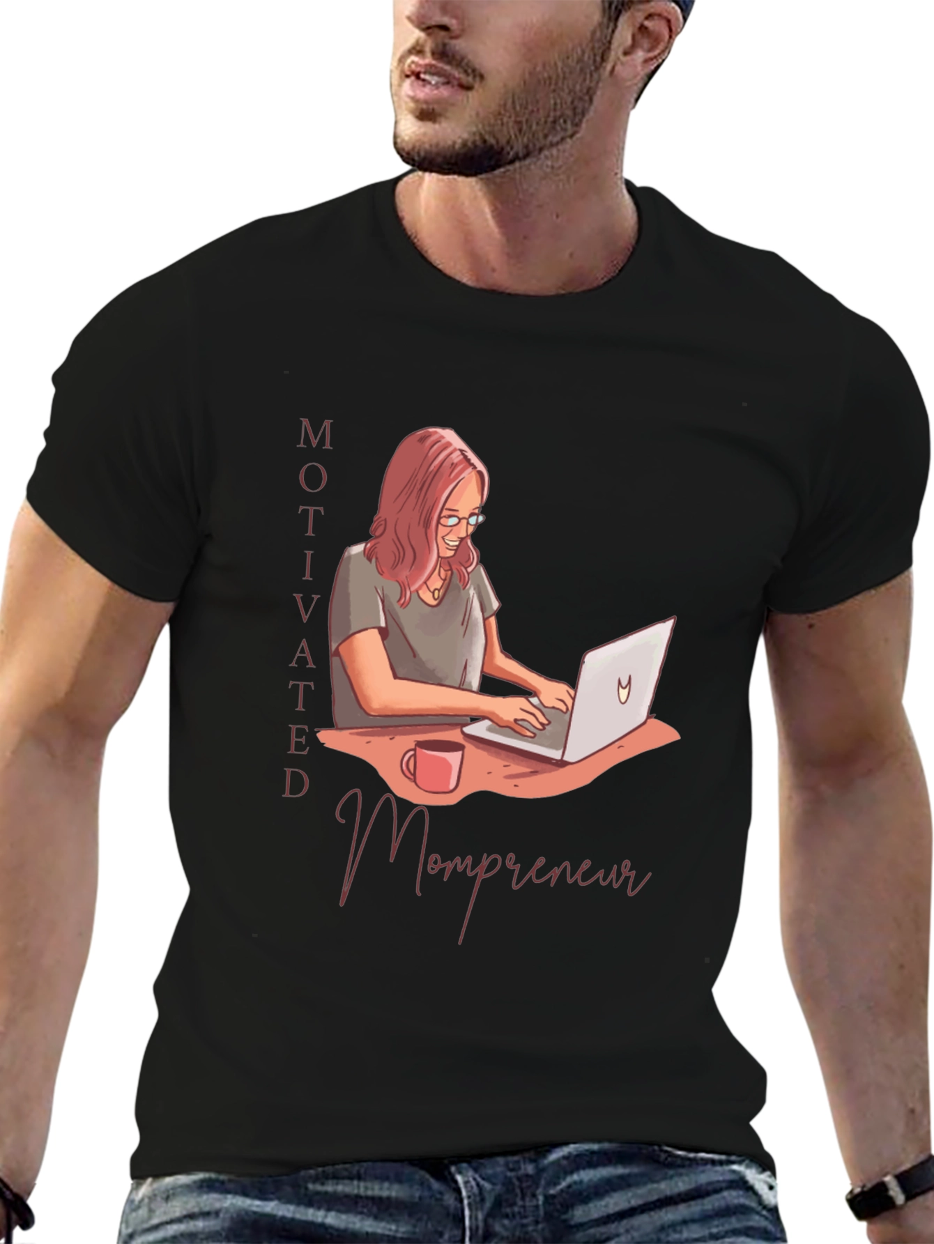 Black Motivated Mompreneur Graphic T-Shirt view 6