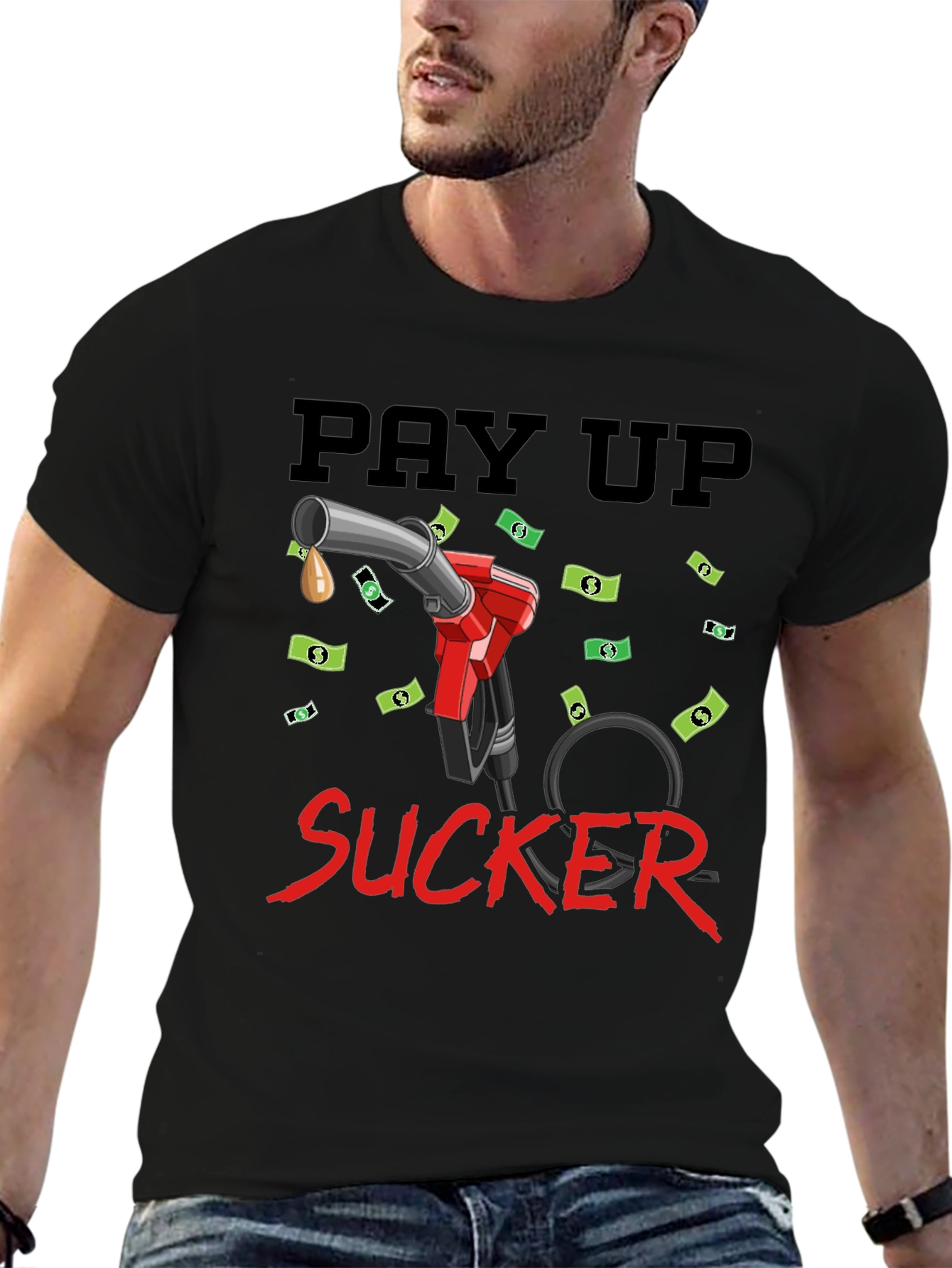 Black Pay Up Sucker T-Shirt - Funny Gas Price Tee view 6