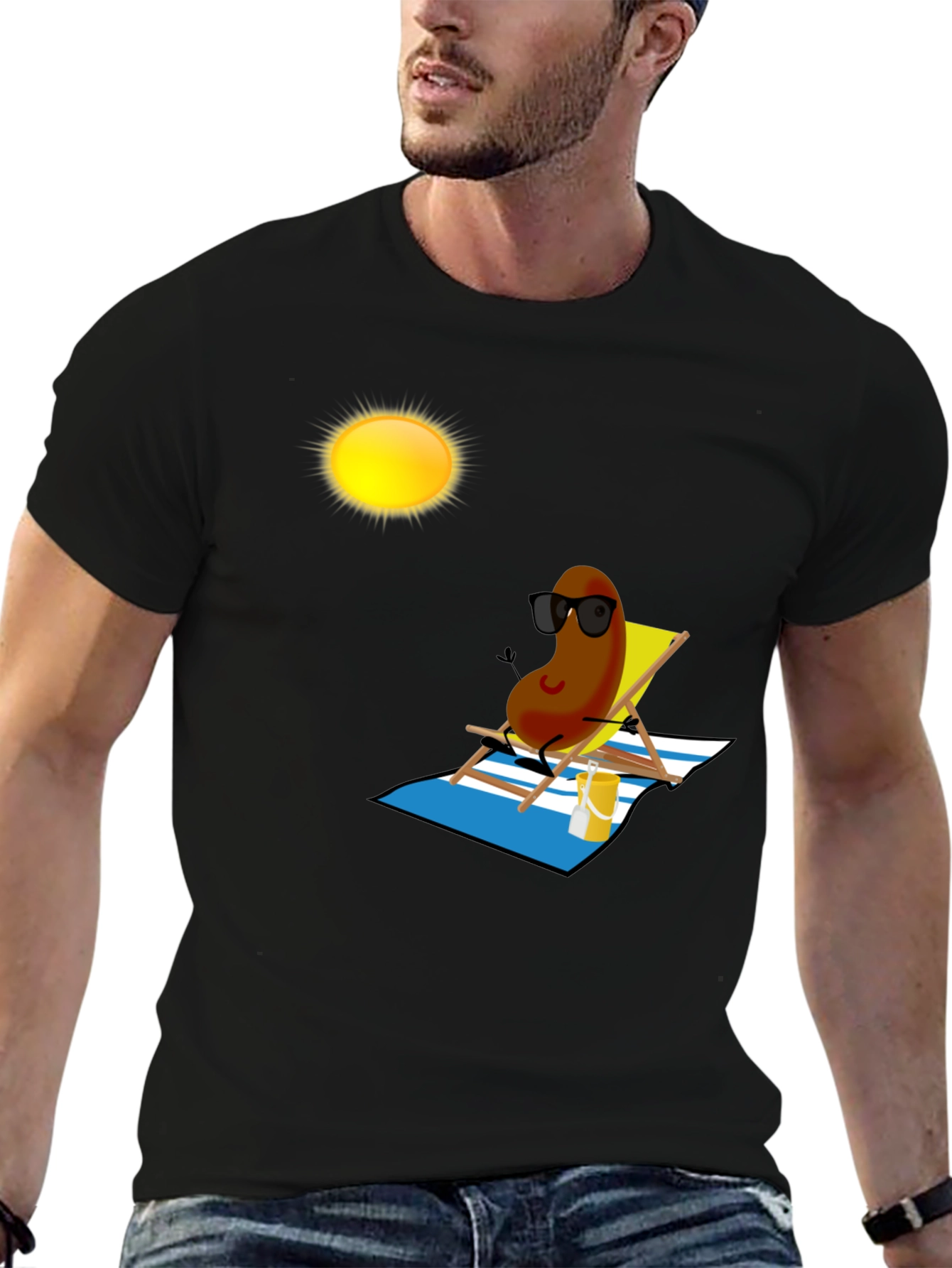 Black Relaxing Bean Graphic T-Shirt view 6