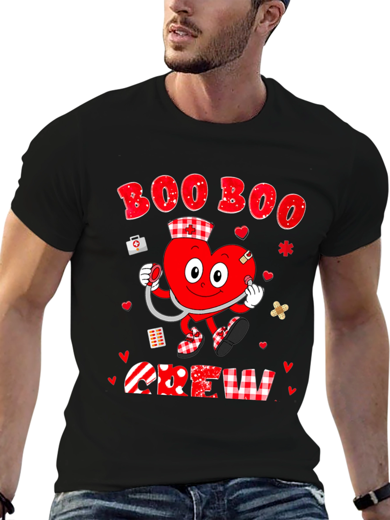 Black Boo Boo Crew Valentine's Day Graphic Tee view 6