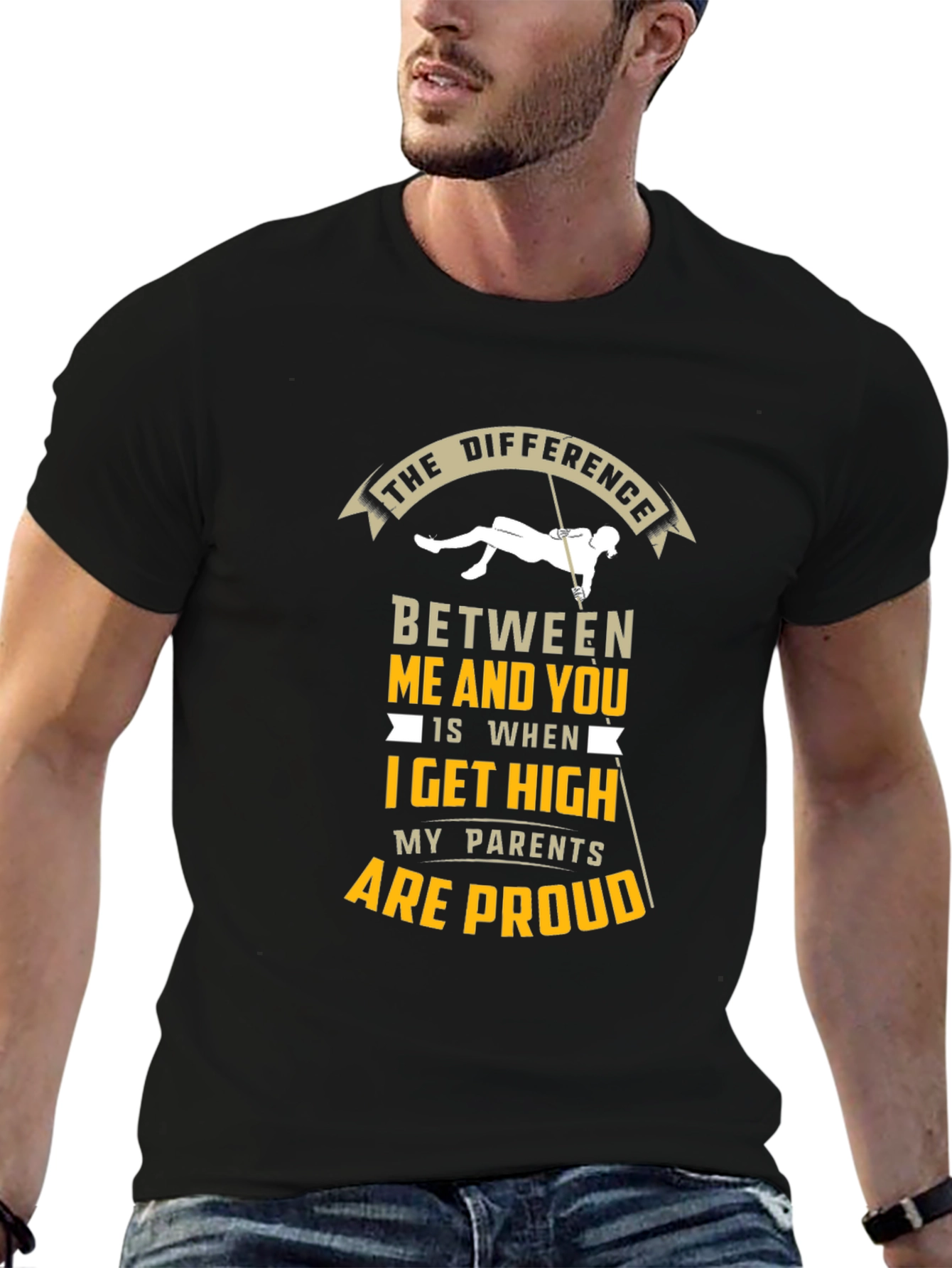 Black High Altitude Humor T-Shirt - 'The Difference' Tee view 6