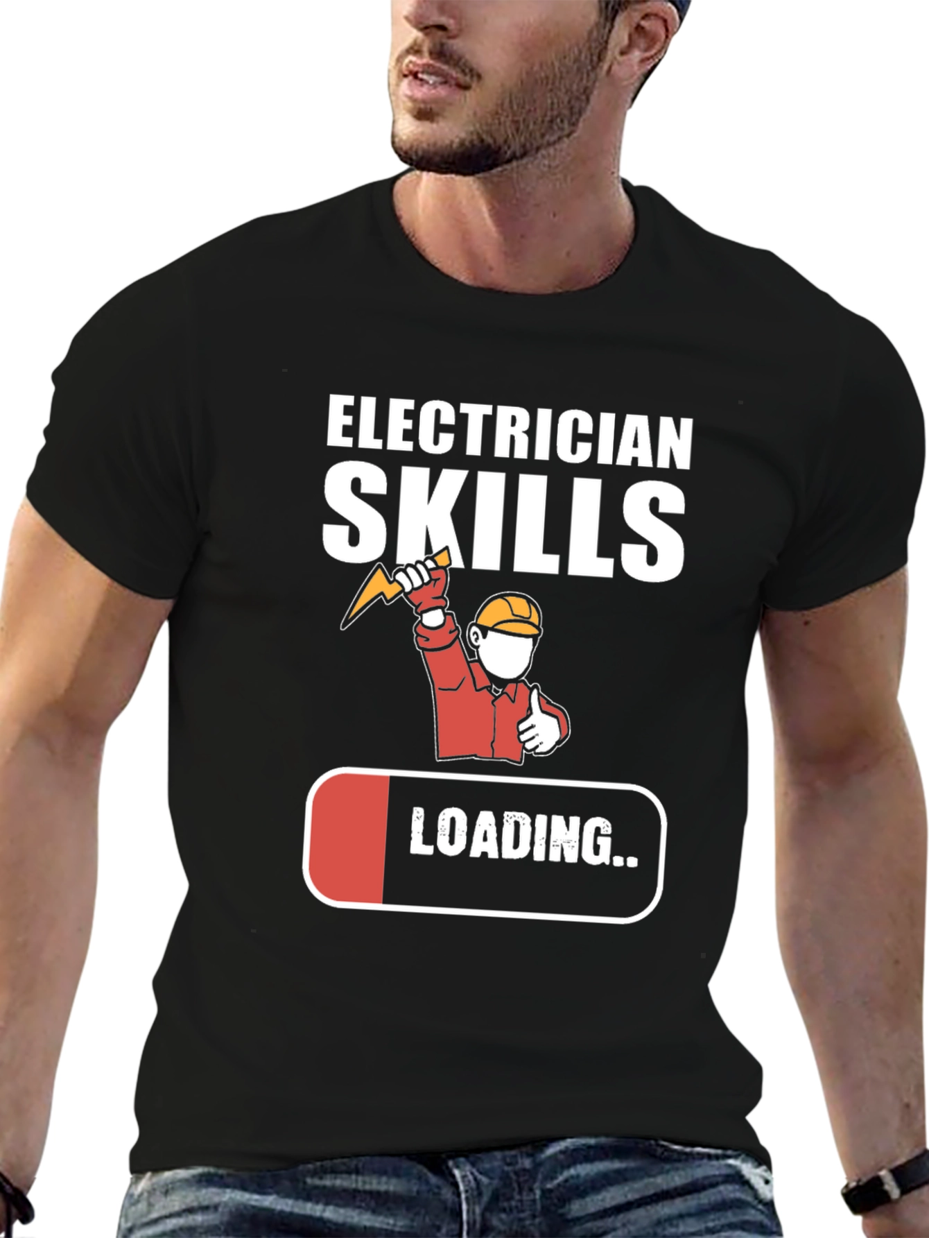 Black Electrician Skills Loading T-Shirt Funny Gift view 6