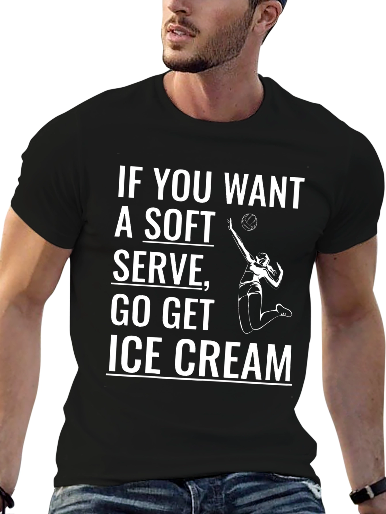 Black Volleyball Serve Humor Graphic Tee view 6