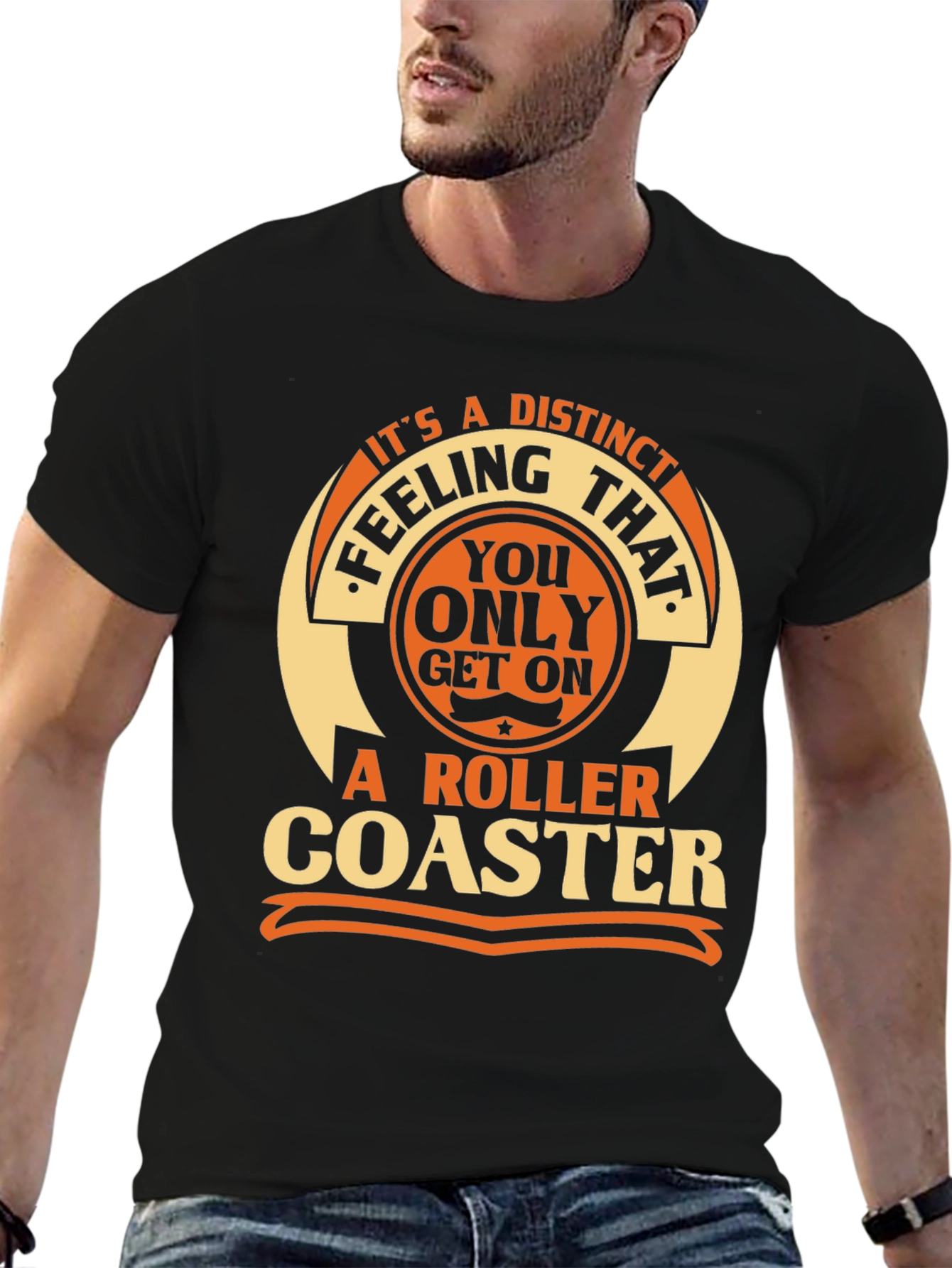 Black Distinct Roller Coaster Feeling T-Shirt view 6