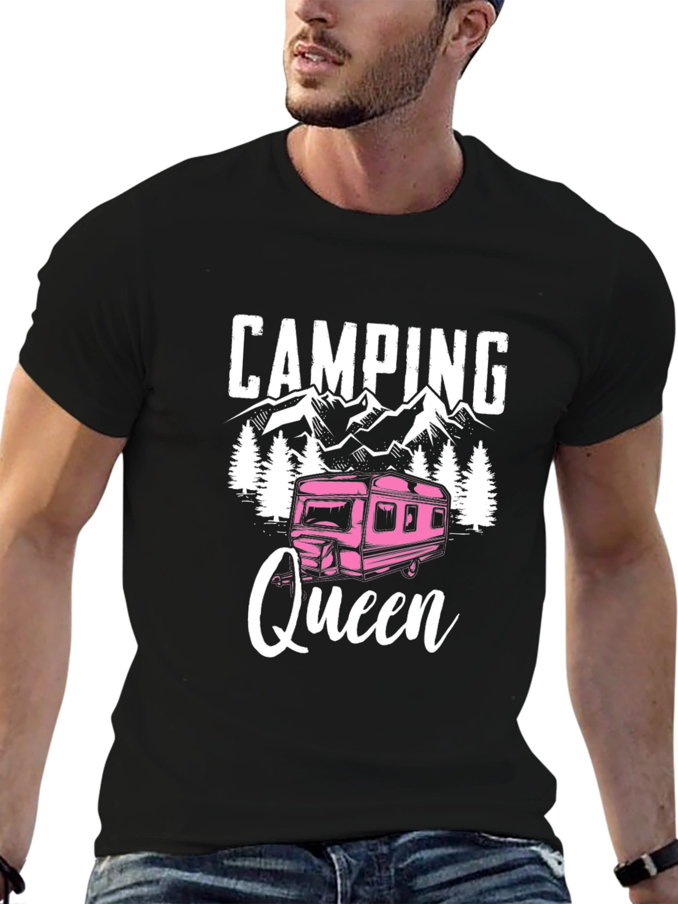 Black Camping Queen Graphic T-Shirt view 6