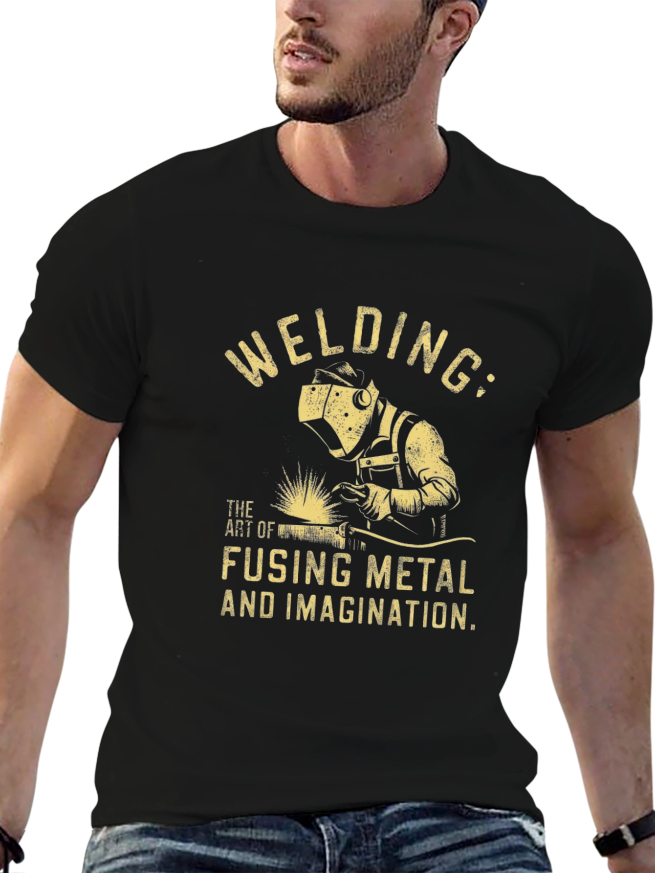 Black Welding Art T-Shirt: Fusing Metal & Imagination view 6