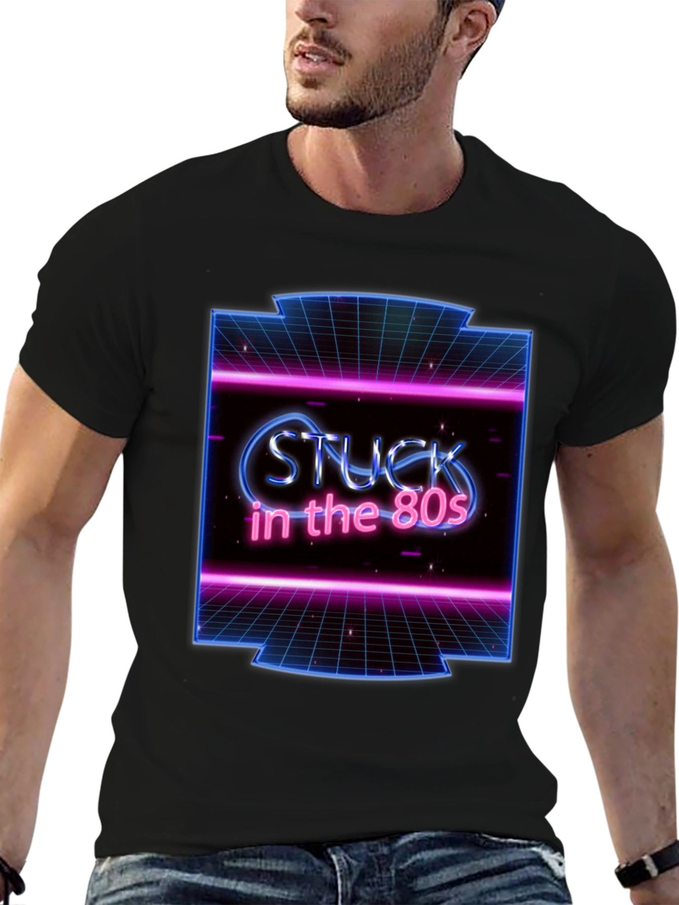 Black Retro 'Stuck in the 80s' Graphic Tee view 6