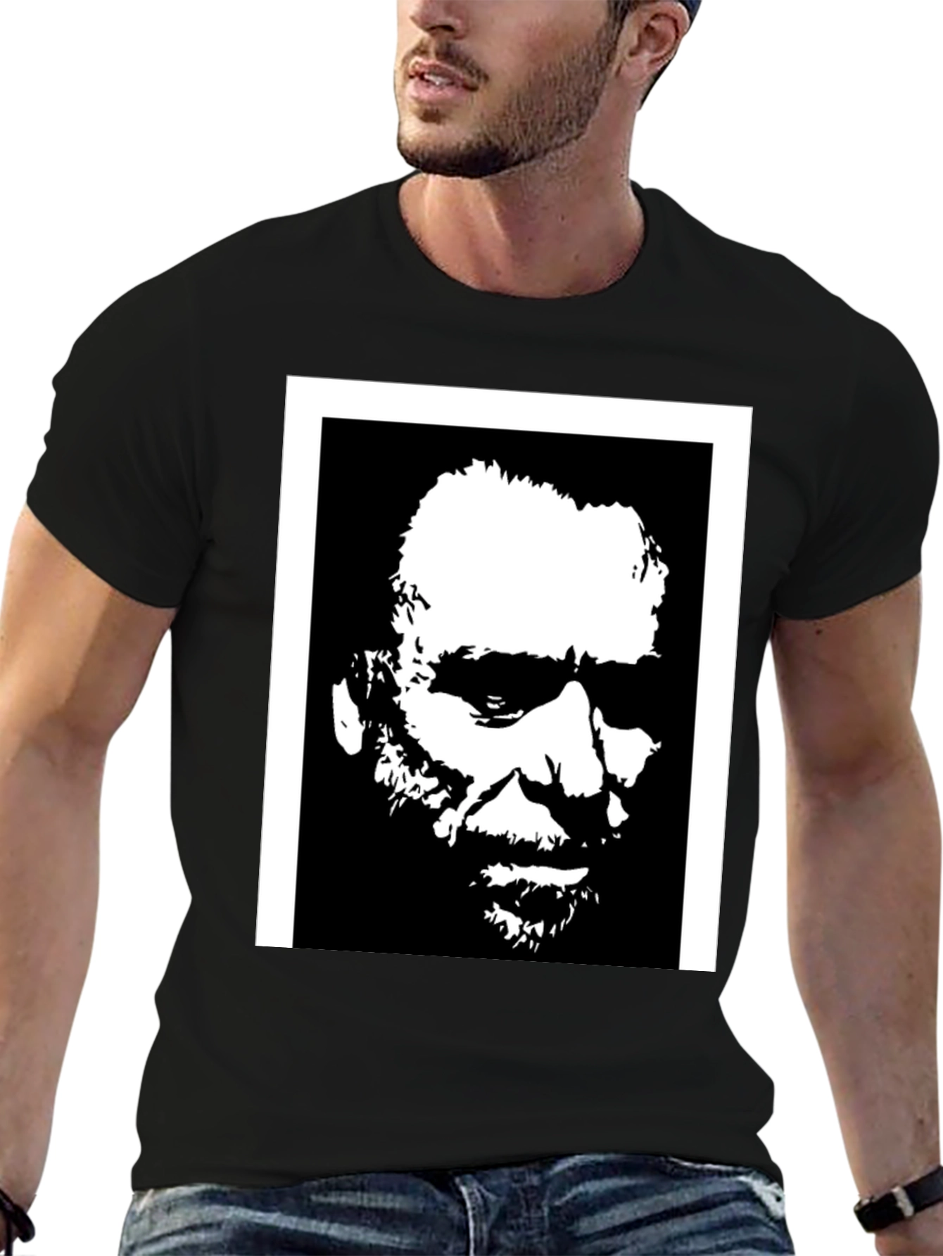 Black Black T-Shirt with Portrait Graphic view 6