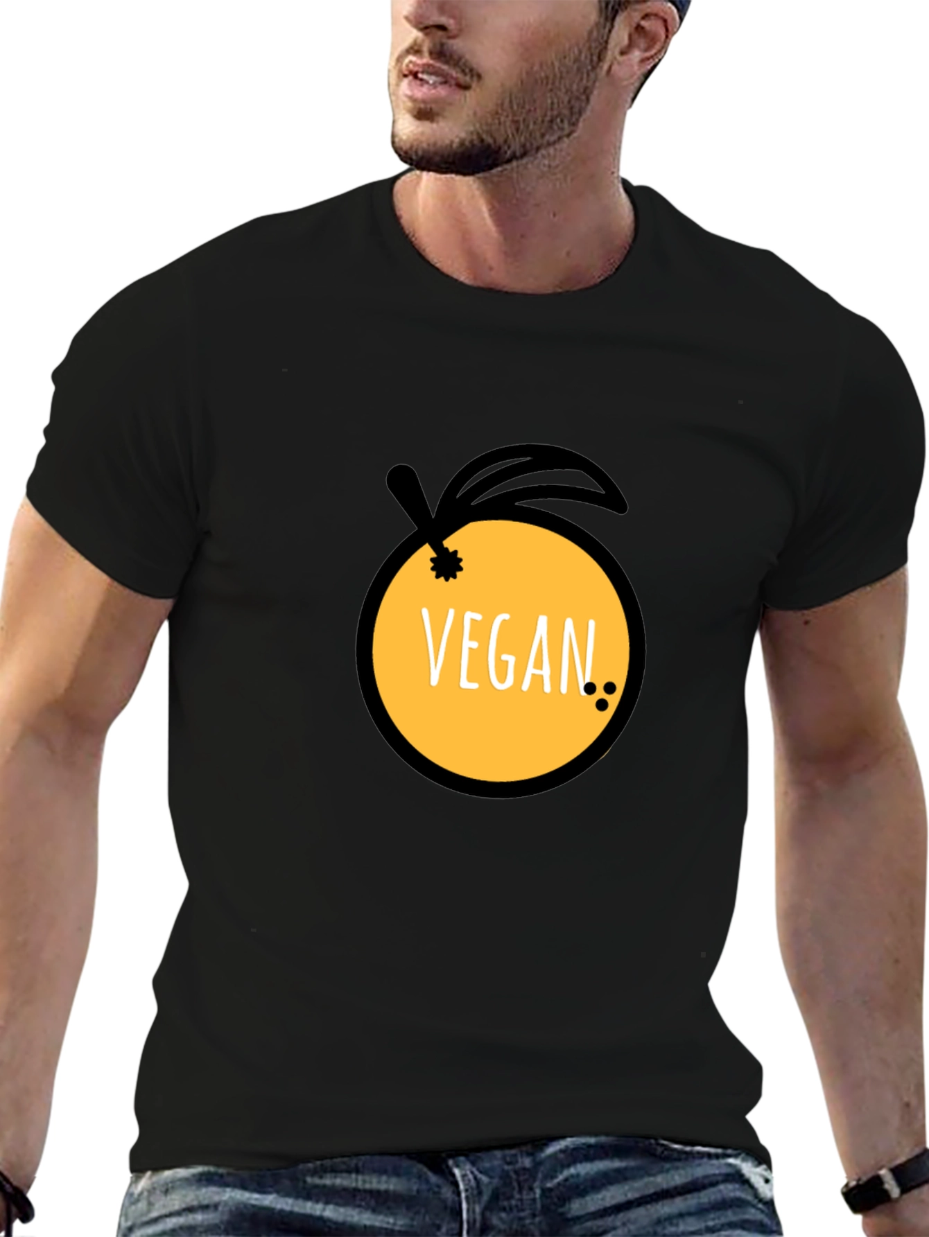 Black Vegan Orange Graphic Tee view 6