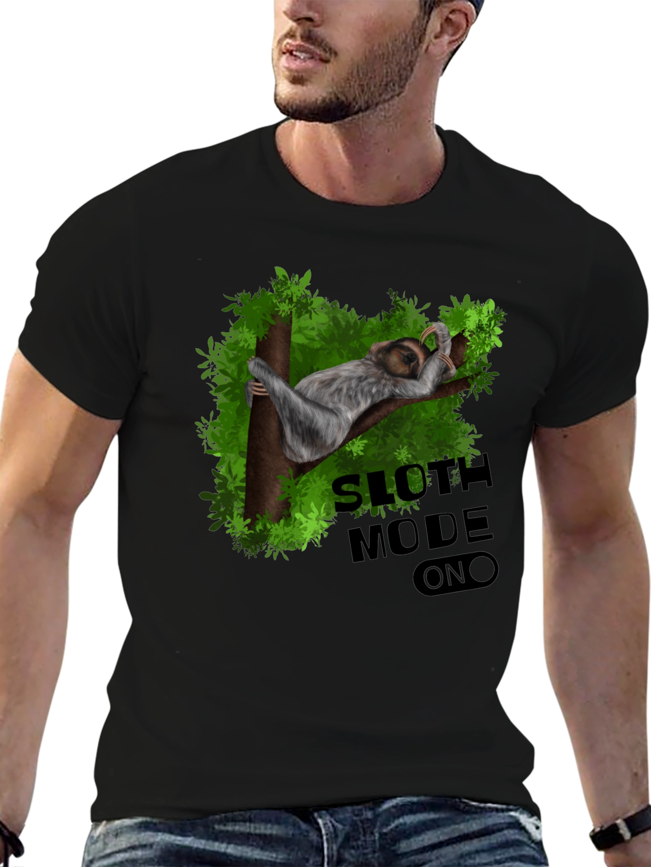 Black Sloth Mode On Graphic T-Shirt - Relaxed Fit view 6
