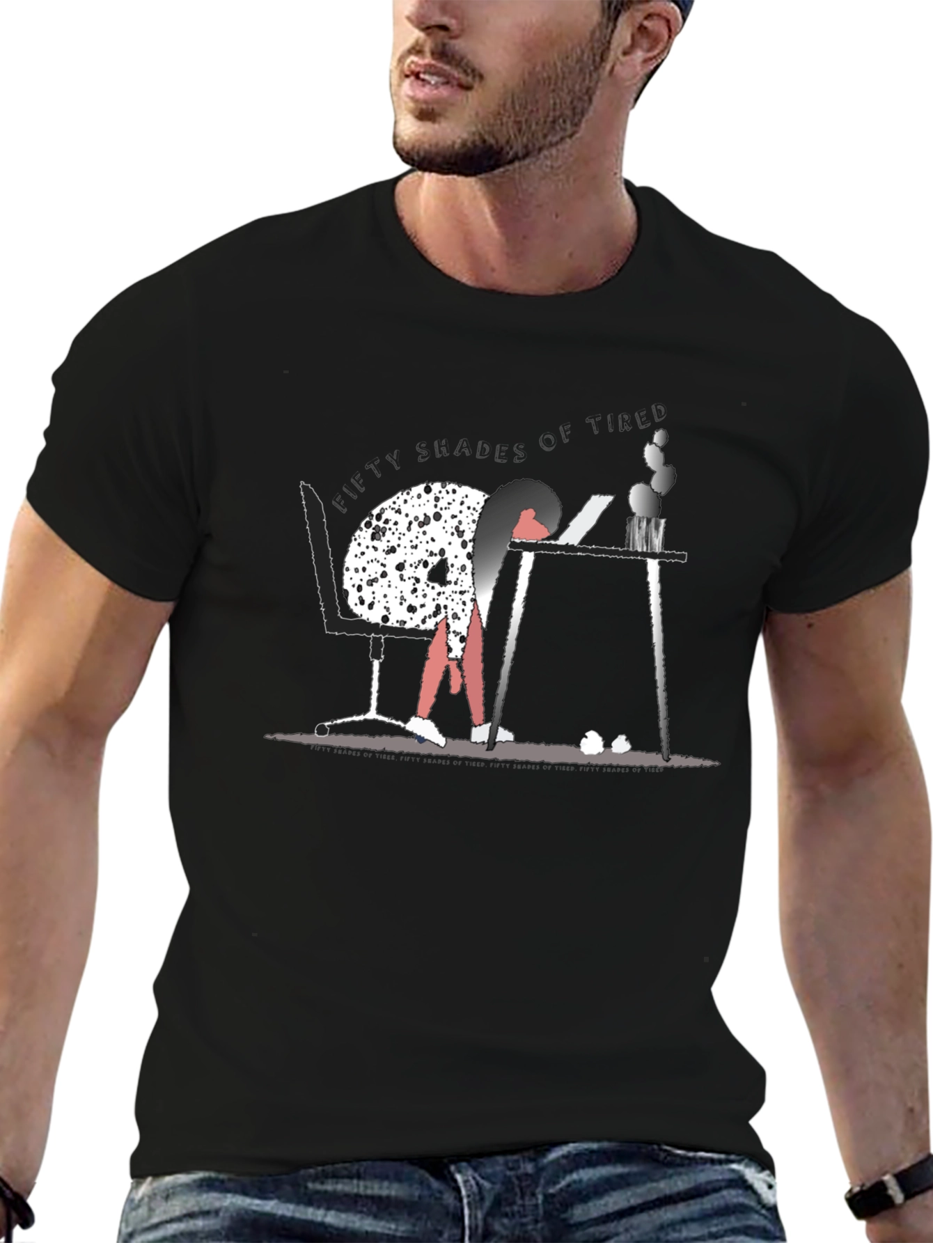 Black Fifty Shades of Tired Graphic T-Shirt - Black view 6