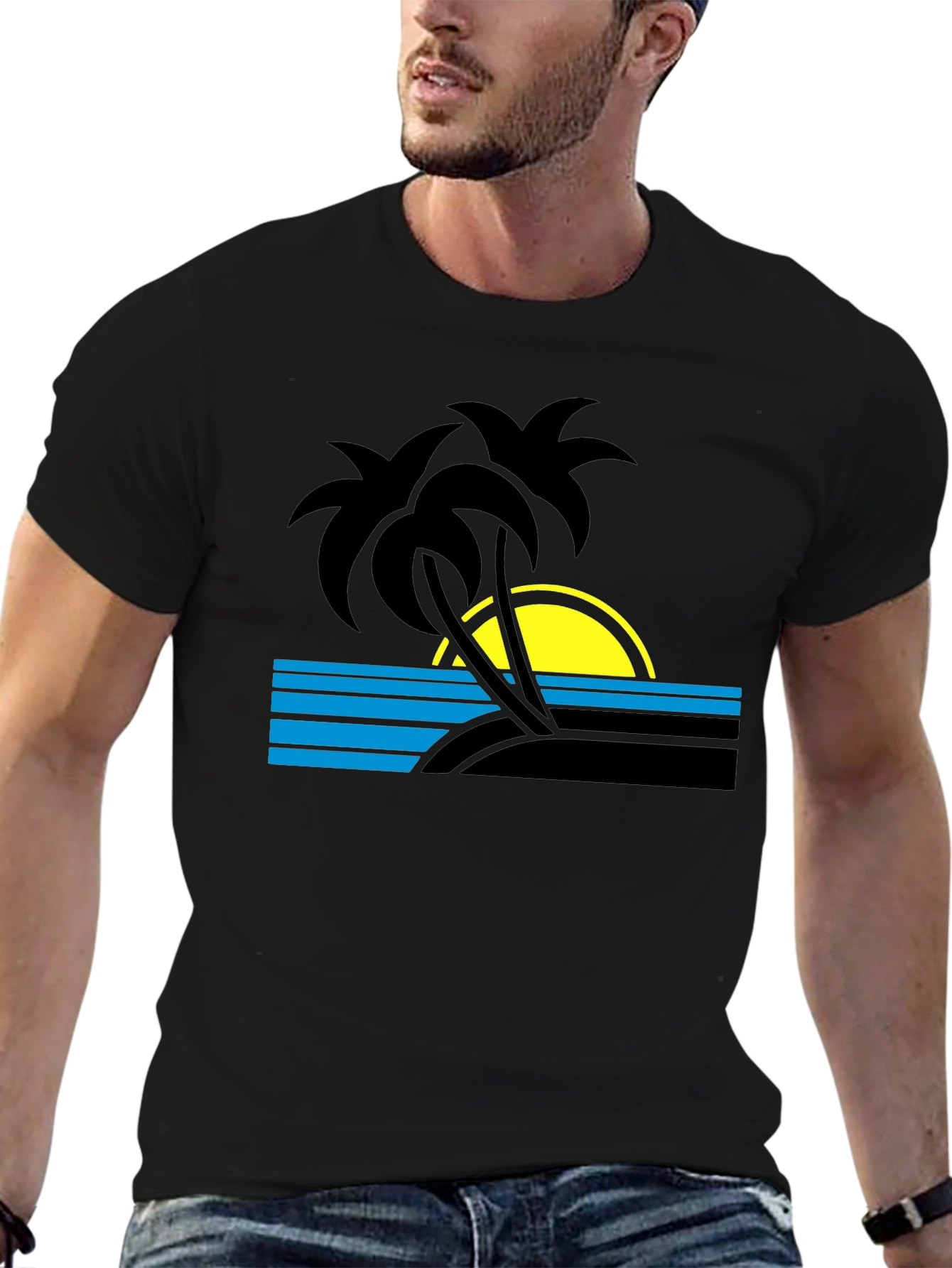 Black Retro Beach T-Shirt view 6