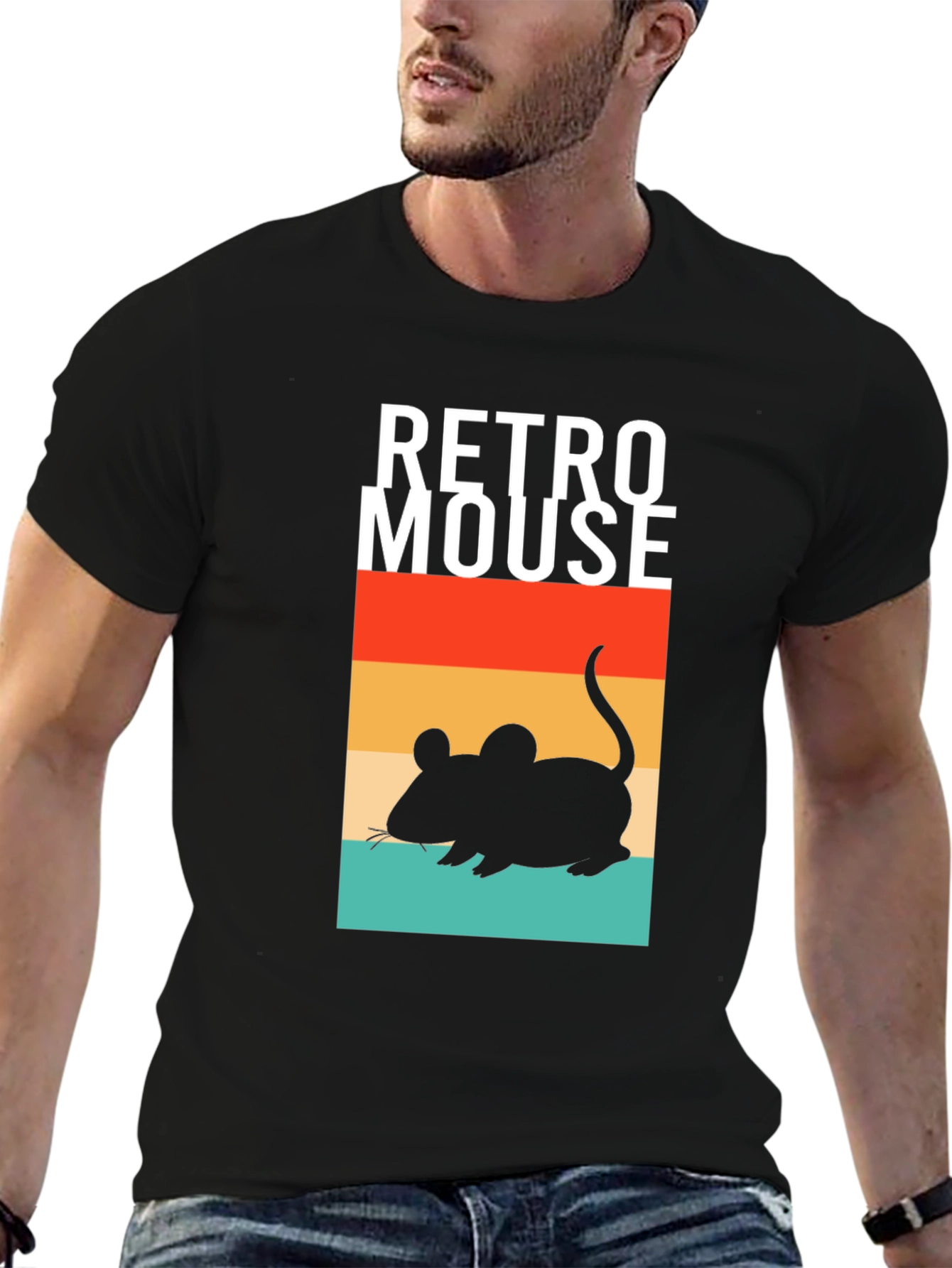 Black Retro Mouse Graphic T-Shirt - Vintage Style Black Tee view 6