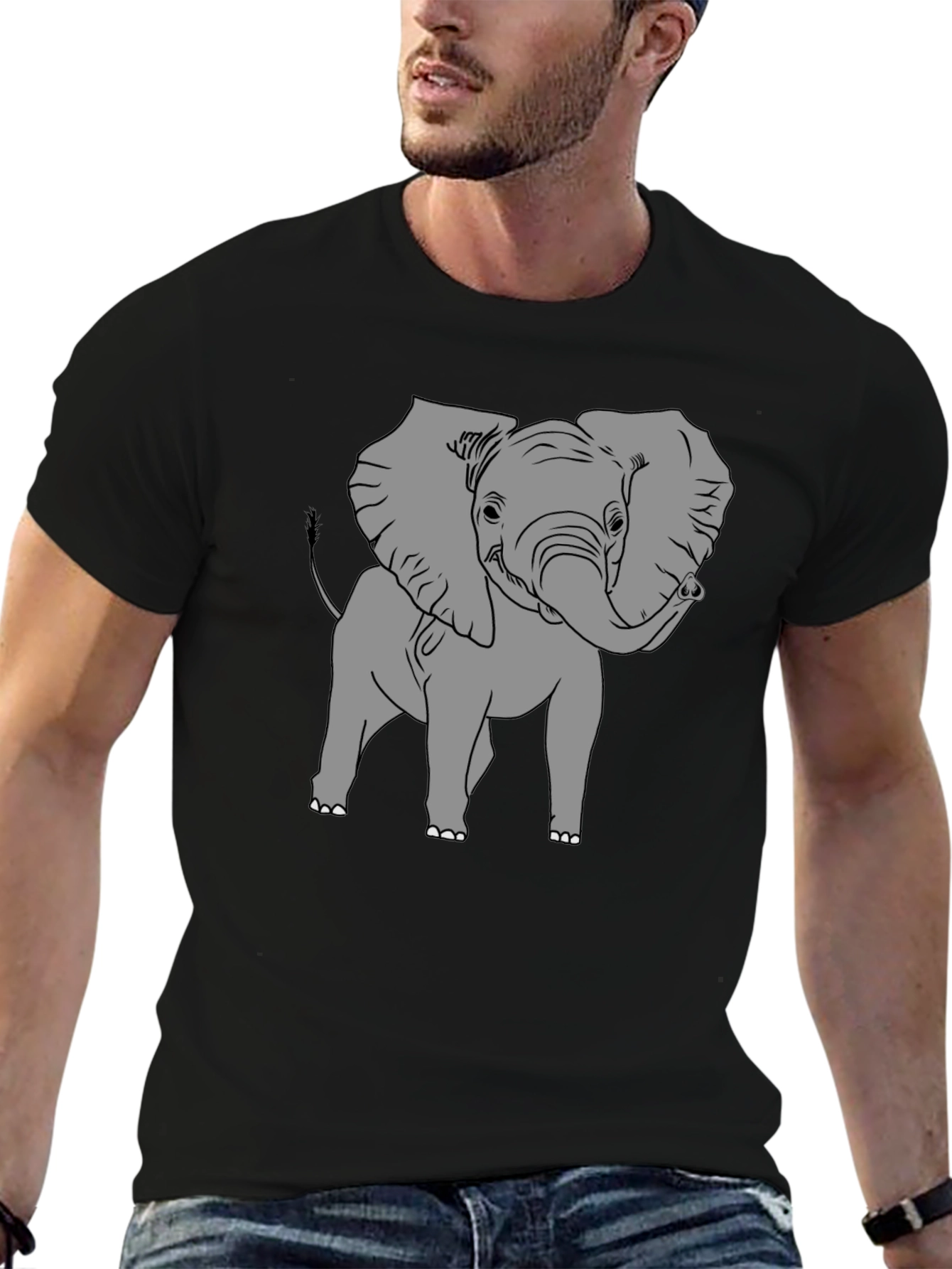 Black Elephant Graphic T-Shirt - Black Cotton Tee view 6